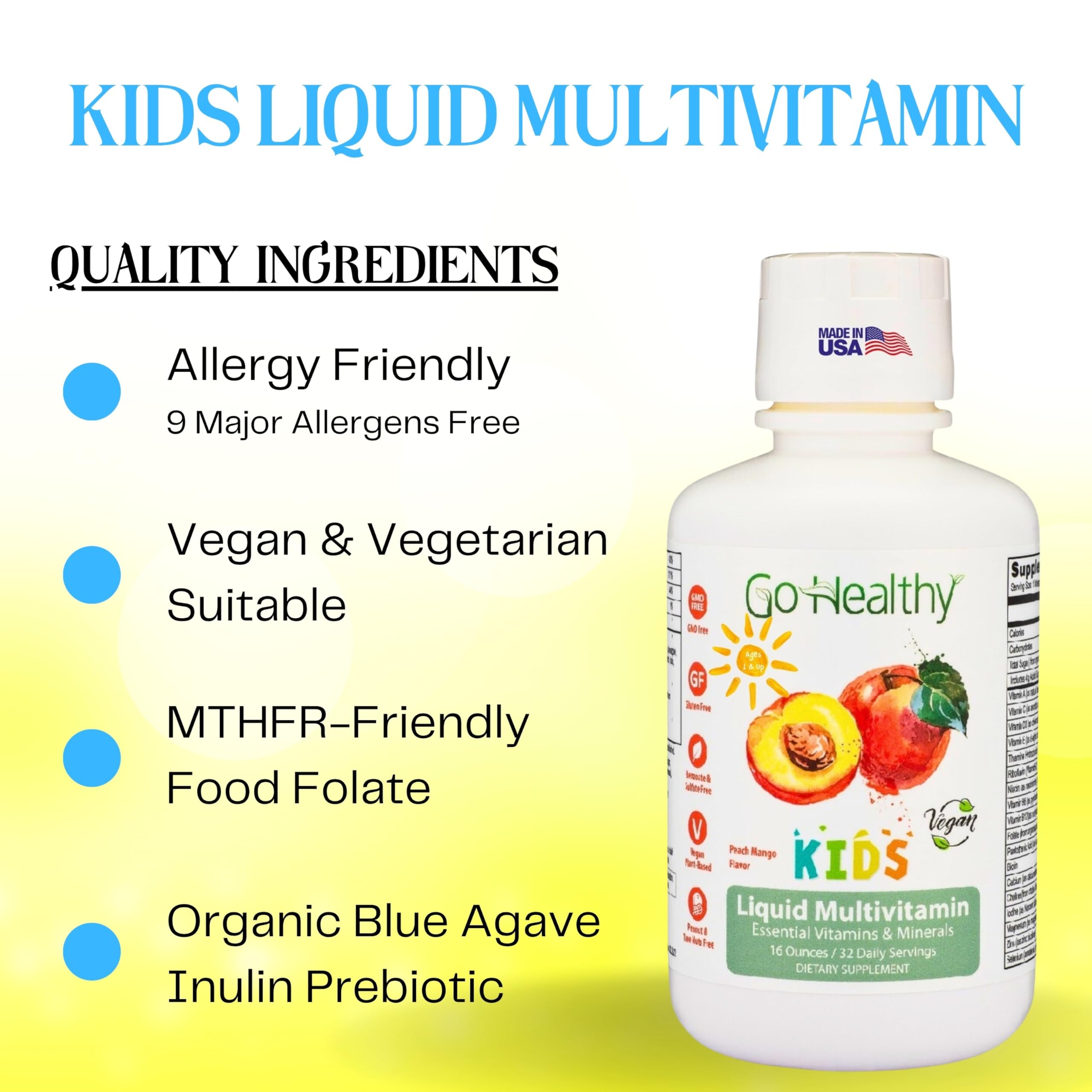 Go Healthy Natural Liquid Multivitamin for Kids 454g back view