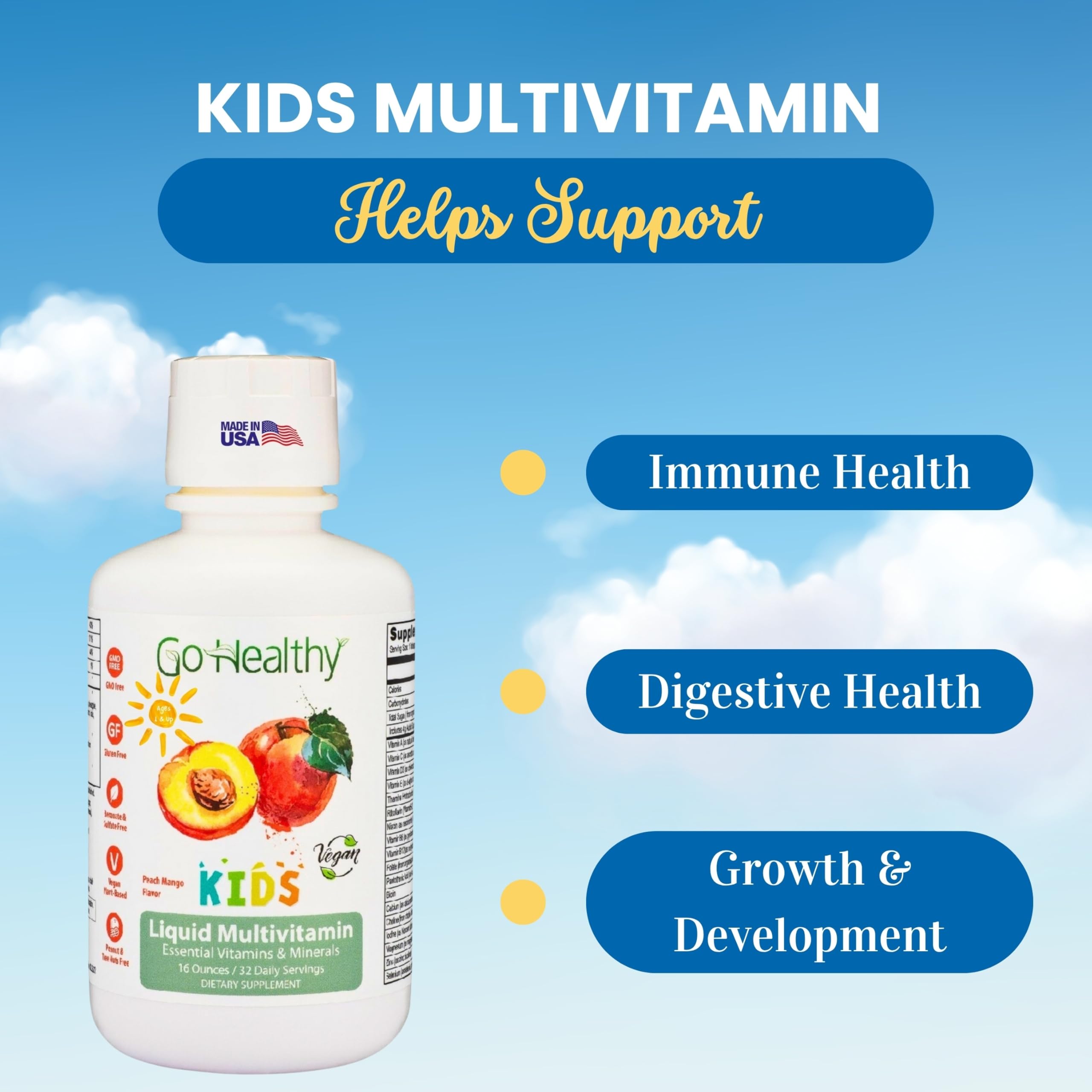 Go Healthy Natural Liquid Multivitamin for Kids 454g packaging