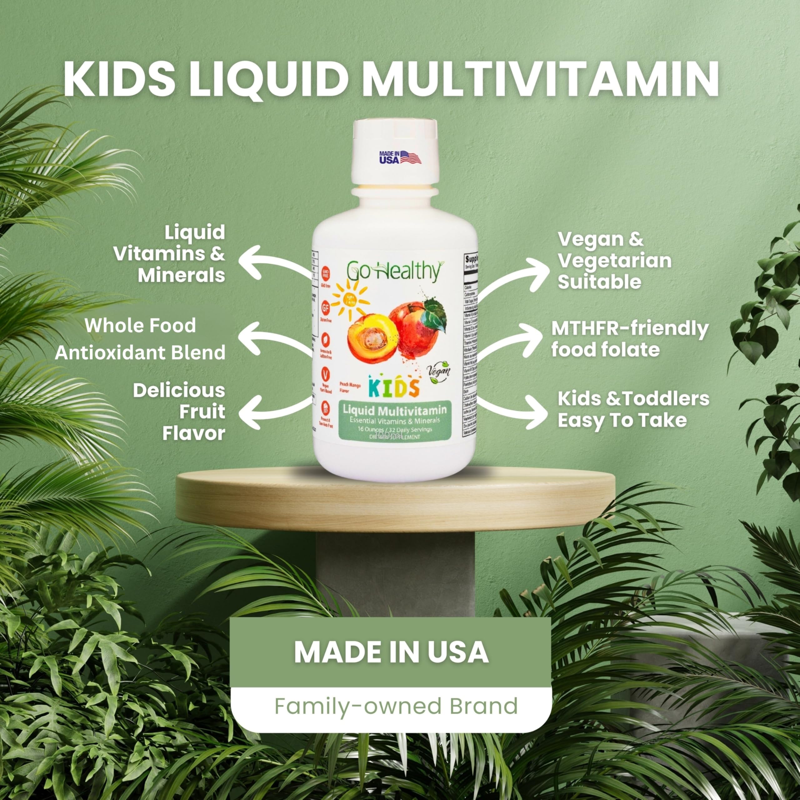 Go Healthy Natural Liquid Multivitamin for Kids 454g with measuring spoon