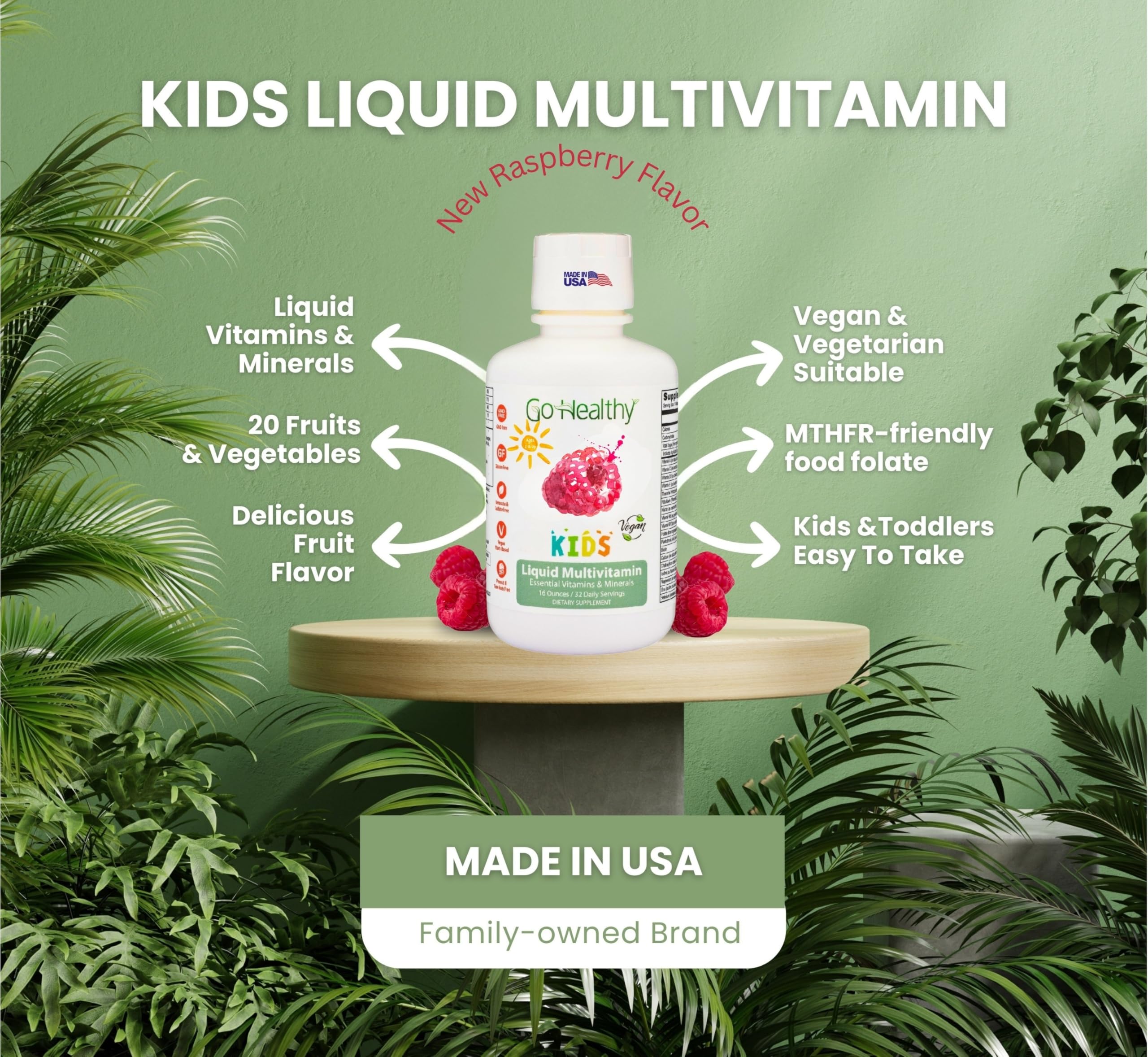 Go Healthy Natural Liquid Multivitamin for Kids 590g label close-up