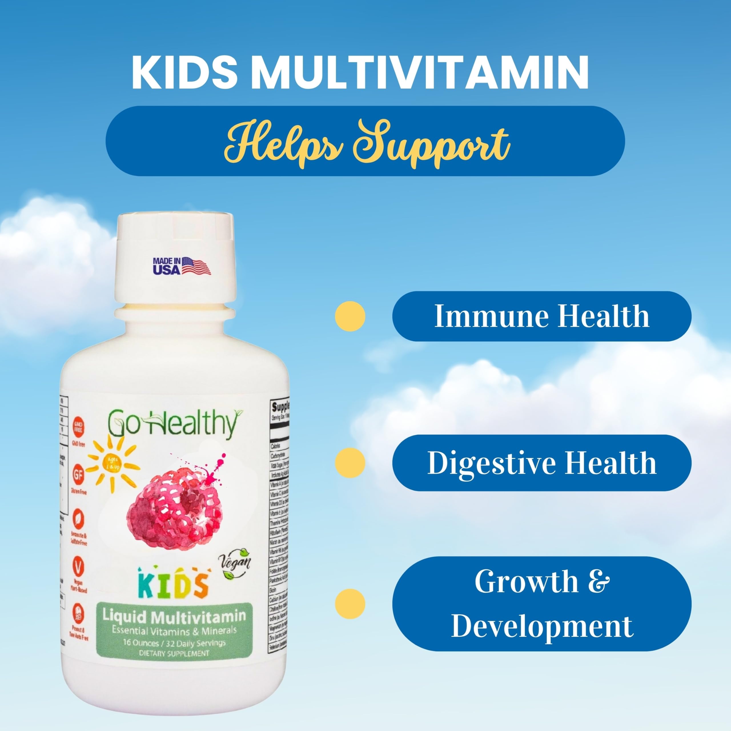 Go Healthy Natural Liquid Multivitamin for Kids 590g packaging