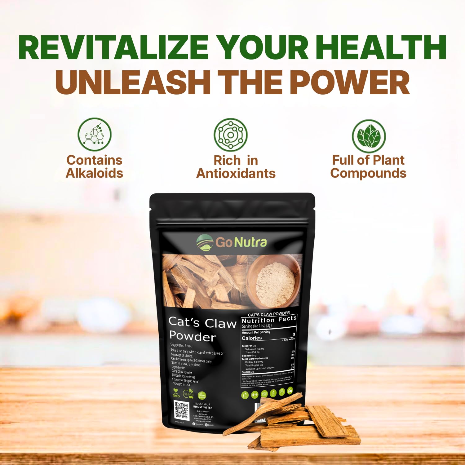 Go Nutra Cat's Claw Powder mixed in a smoothie