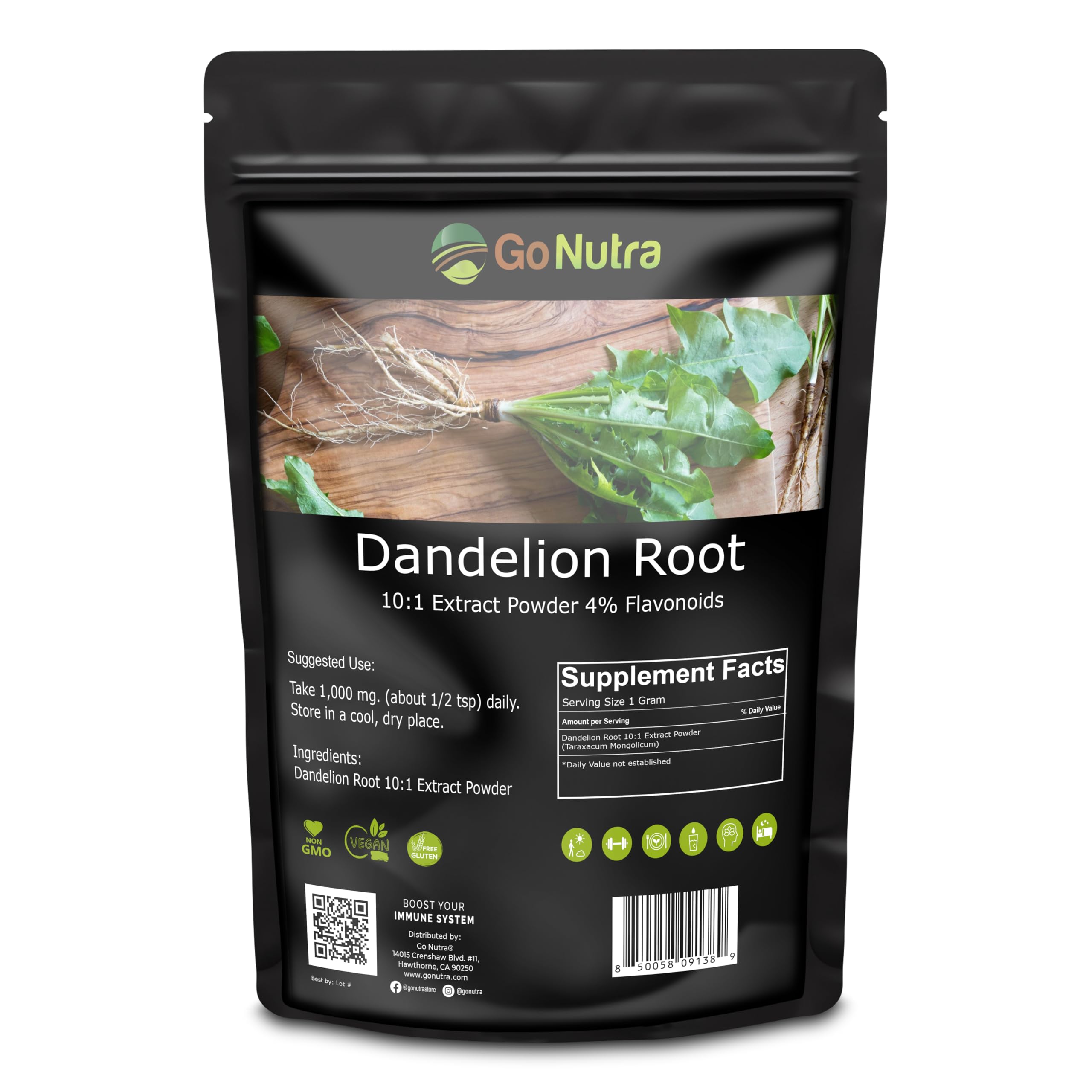Go Nutra Dandelion Root Powder 227g front view