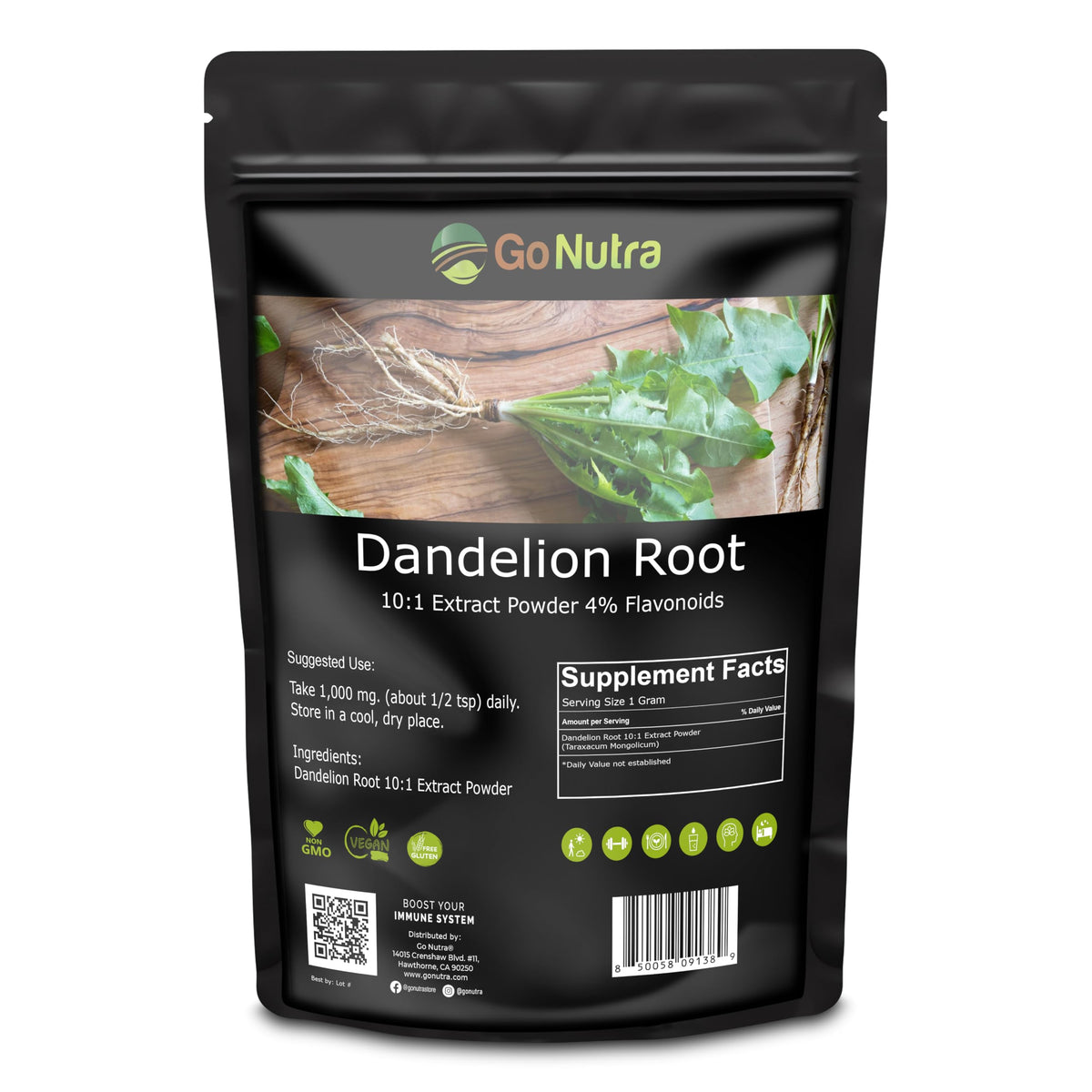 Go Nutra Dandelion Root Powder 227g front view