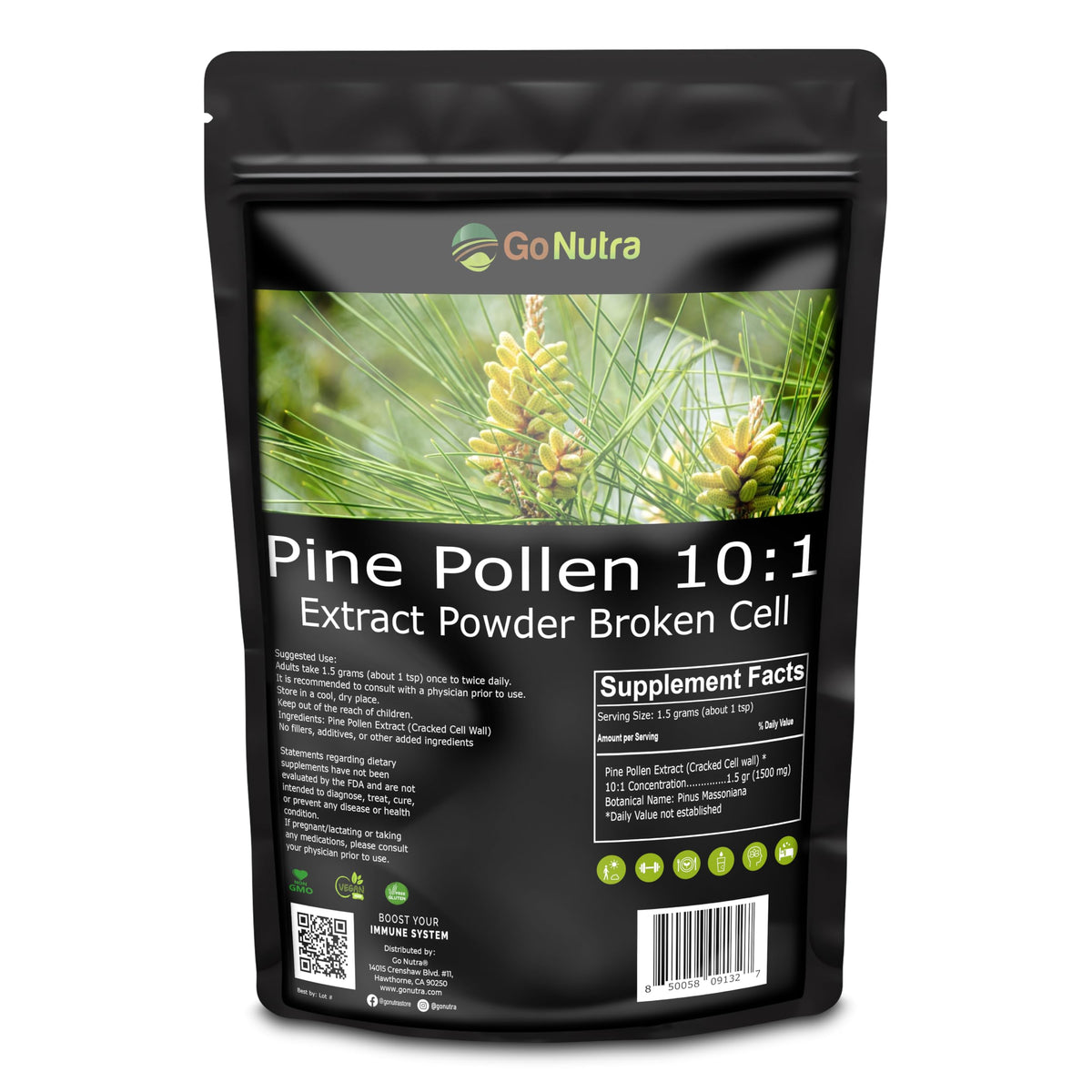 Go Nutra Pine Pollen Powder 454g front view