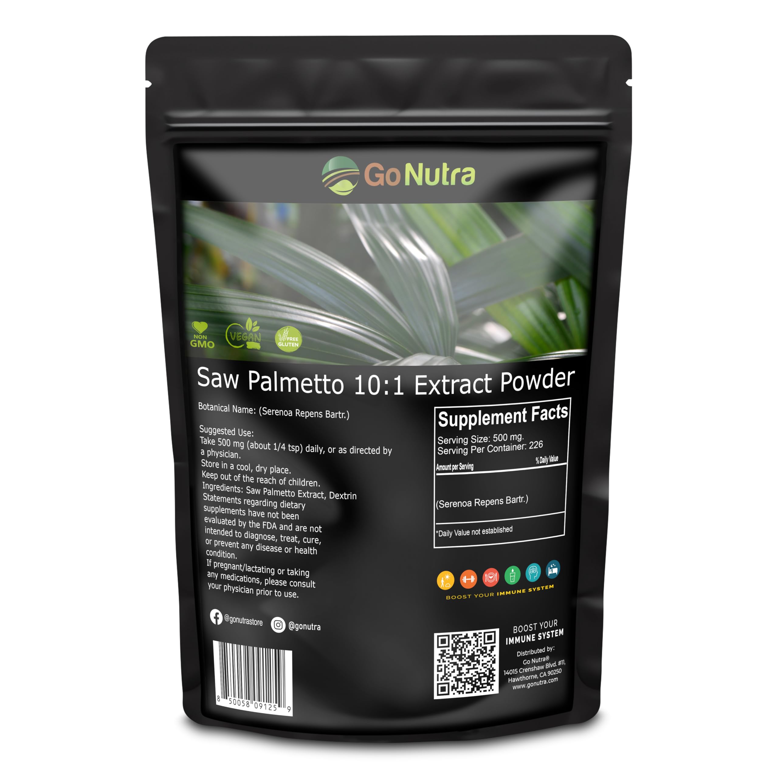 Go Nutra Saw Palmetto Extract Powder 113g front view