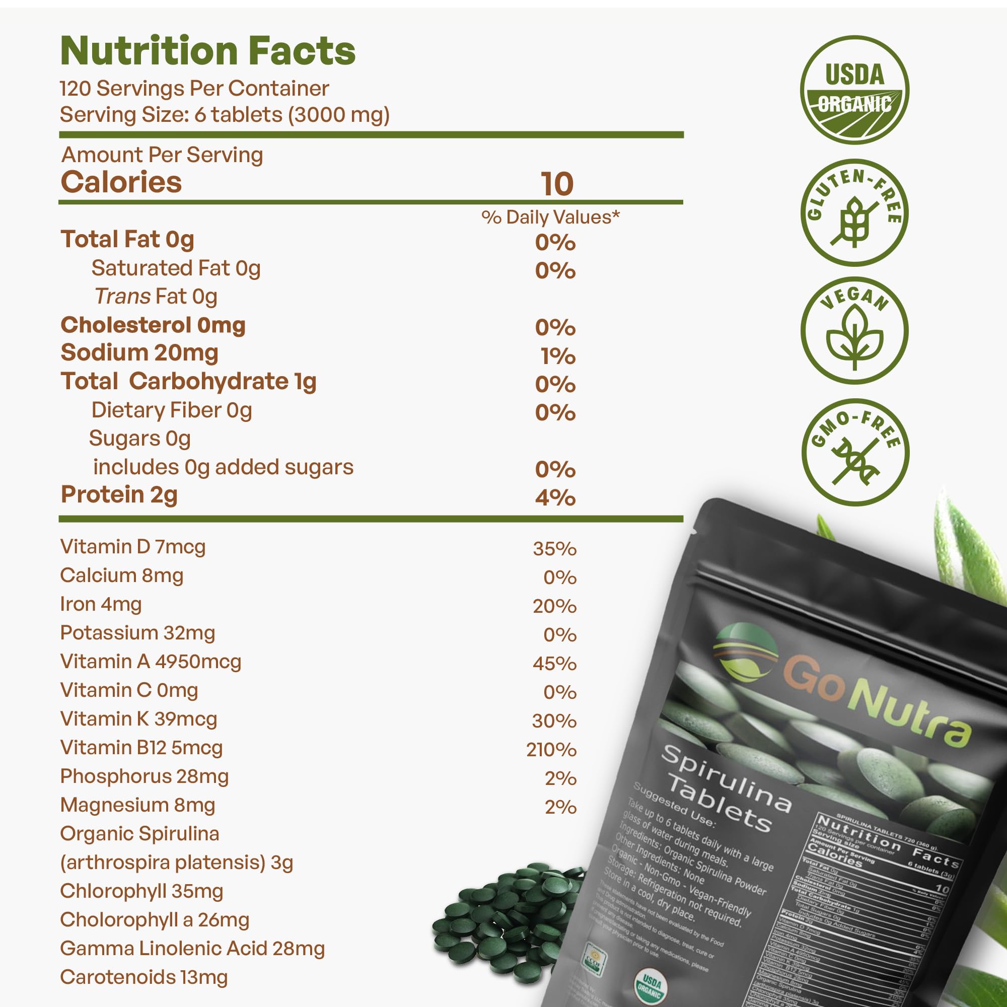 Go Nutra Spirulina Organic Tablets 380g in lifestyle setting