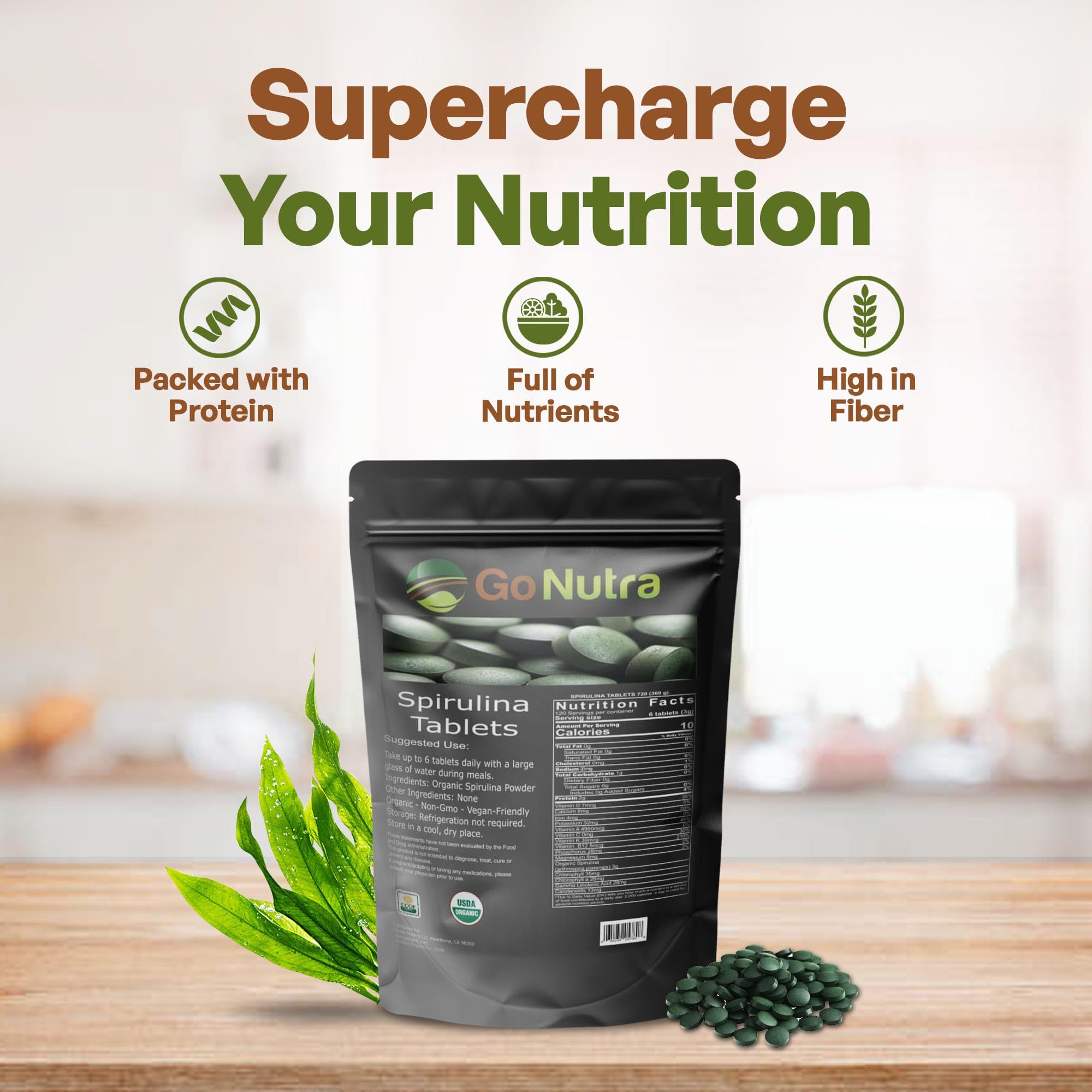 Go Nutra Spirulina Organic Tablets 380g packaging