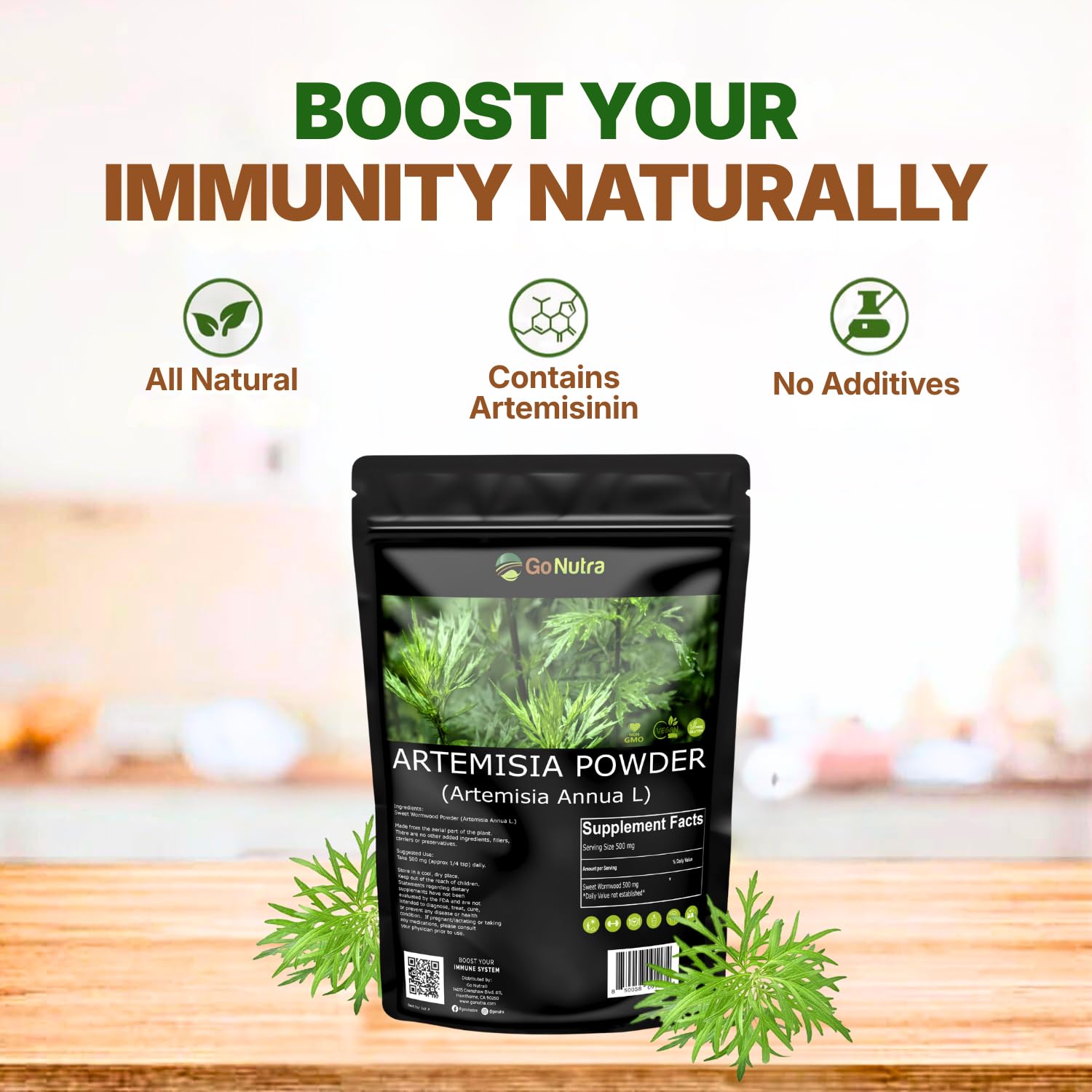 Go Nutra Sweet Wormwood Powder 240g close-up of powder