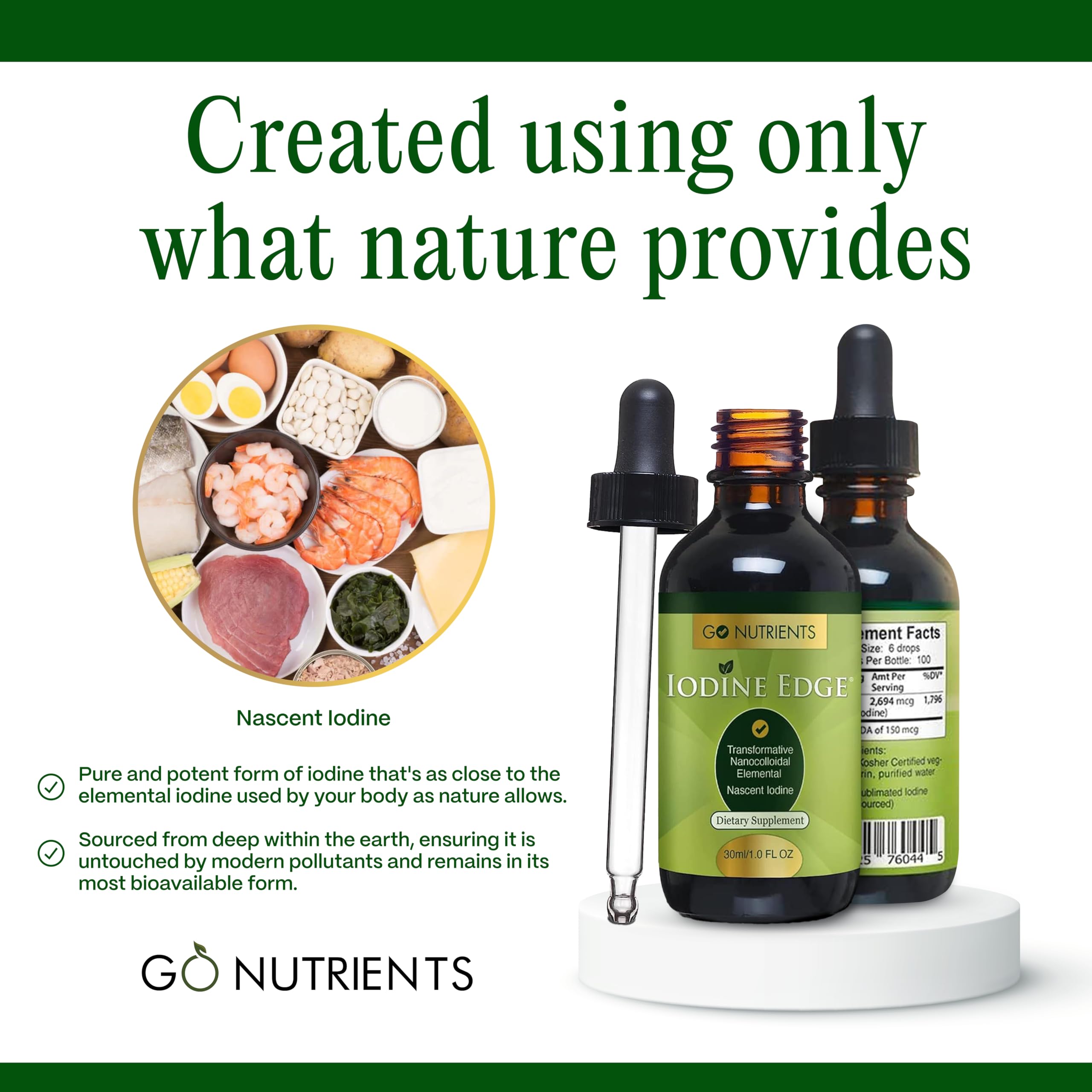 Go Nutrients Iodine Tincture 1oz dropper close-up