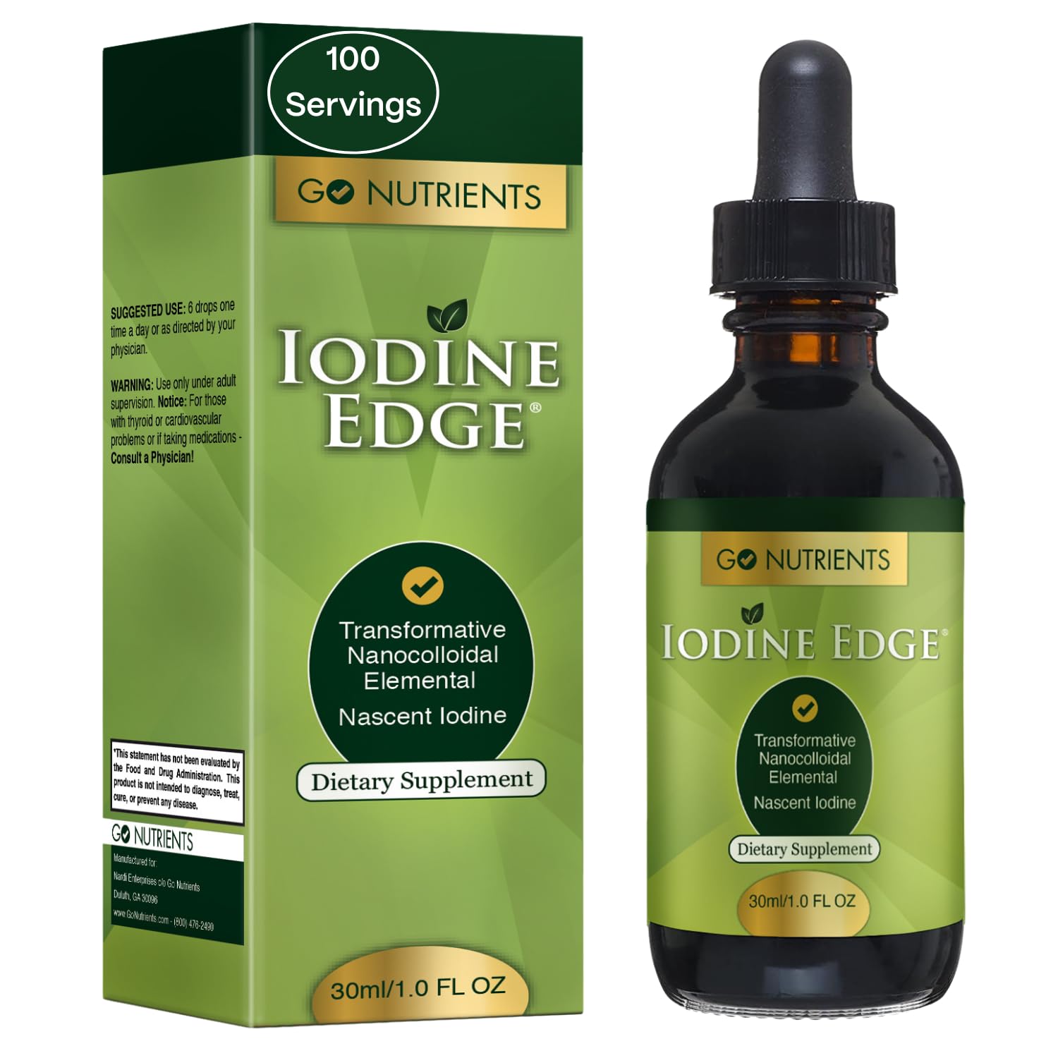 Go Nutrients Iodine Tincture 1oz front view