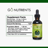 Go Nutrients Uriva Liquid Drops 1 oz bottle side view
