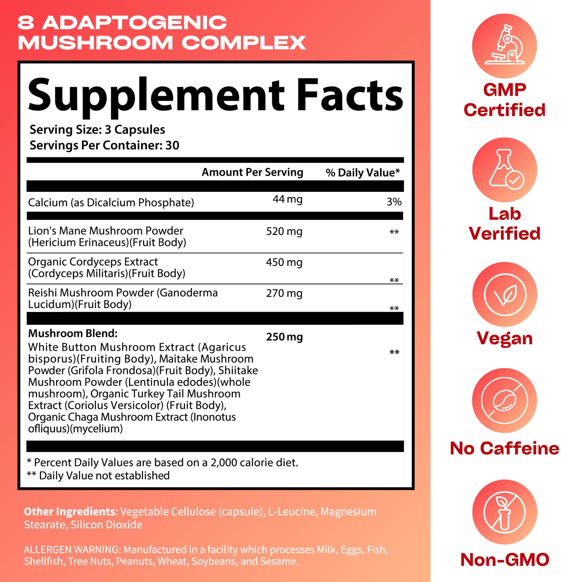 GOBIOTIX 8 Mushroom Complex Supplement displayed with other herbal supplements