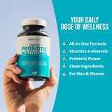 GOBIOTIX Complete Probiotic Multivitamin capsules on a wooden table