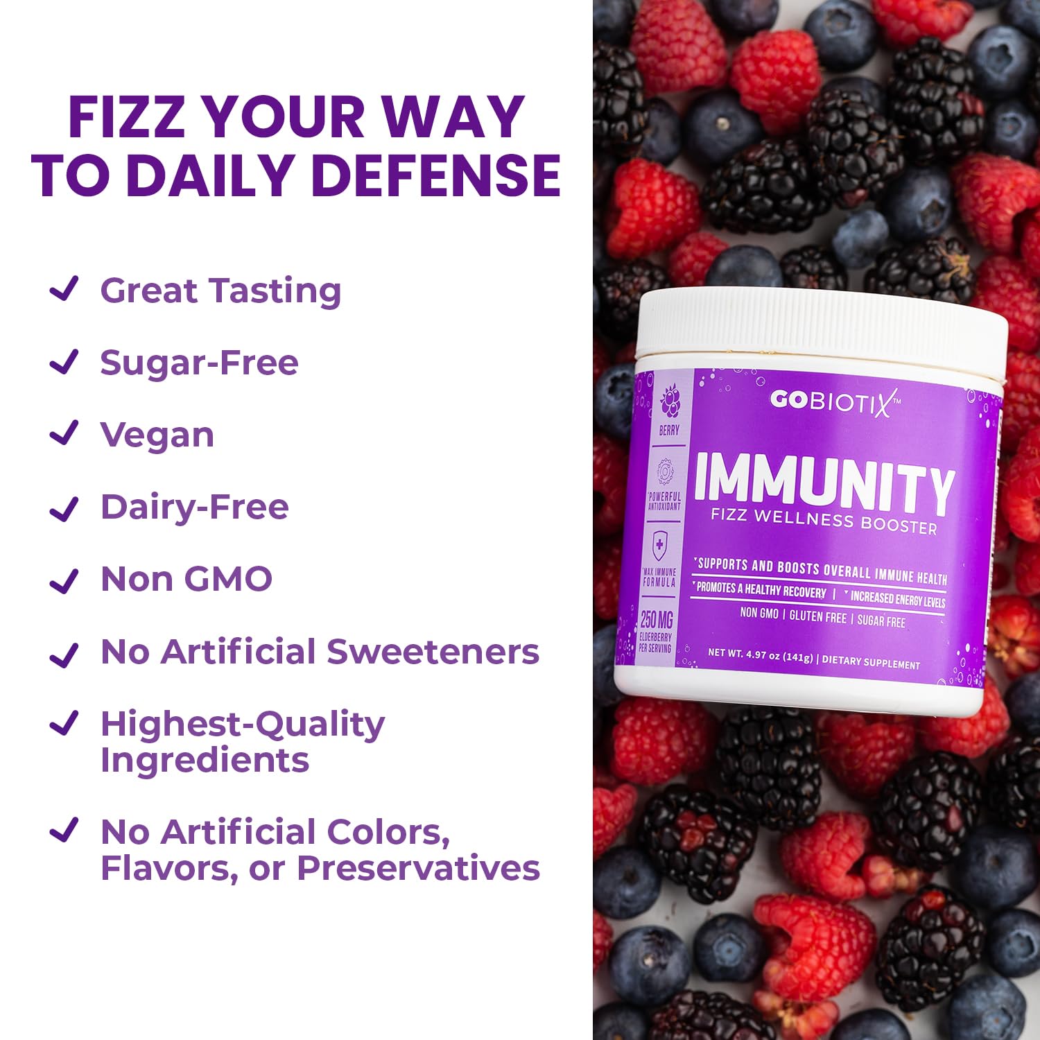 GOBIOTIX daily wellness Fizz Wellness support mixed drink in a glass