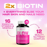 GOBIOTIX GLOW Biotin Supplement capsules on a table