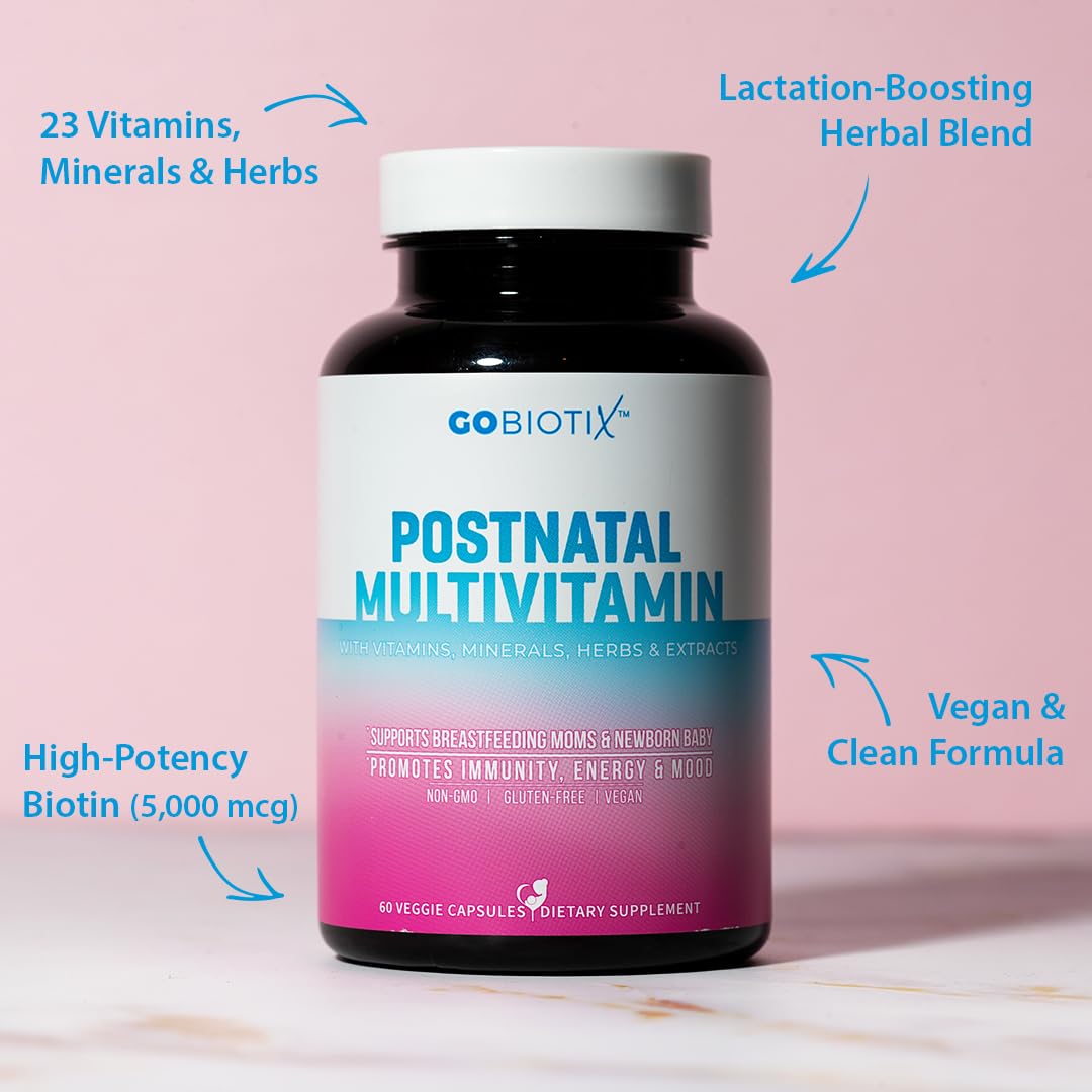 GOBIOTIX Postnatal Multivitamin ingredients list on packaging