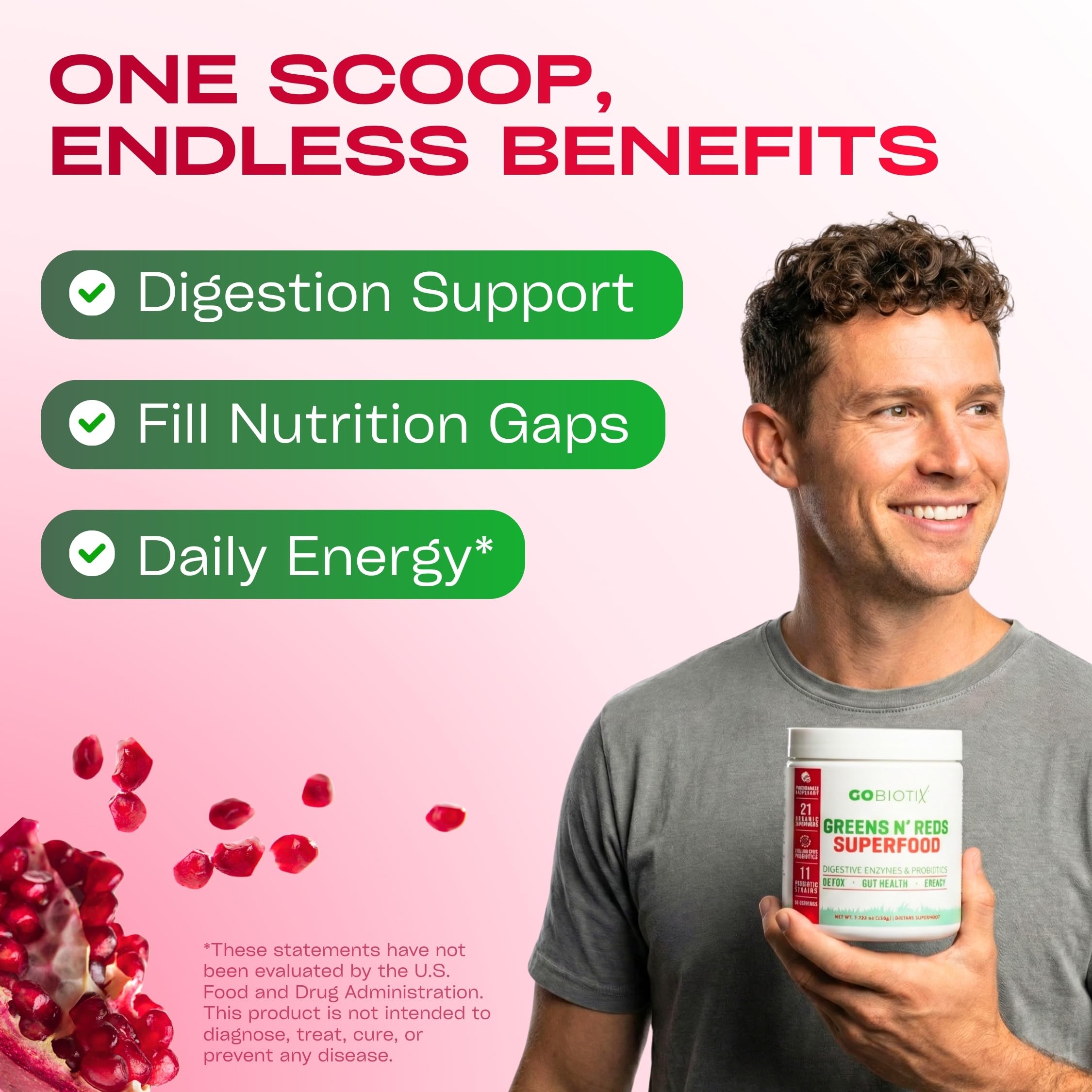 GOBIOTIX Super Greens Powder in Mango flavour with ingredients
