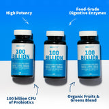 GOBIOTIX supplement bottle with organic fruits and greens background