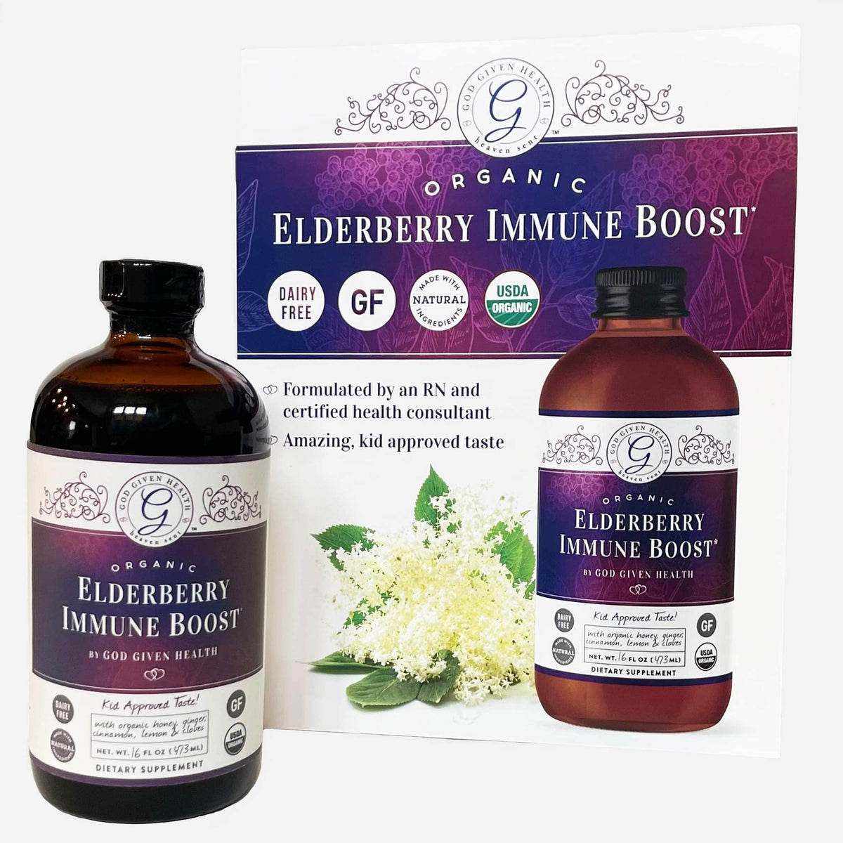 God Given Health Elderberry Syrup 780g front view