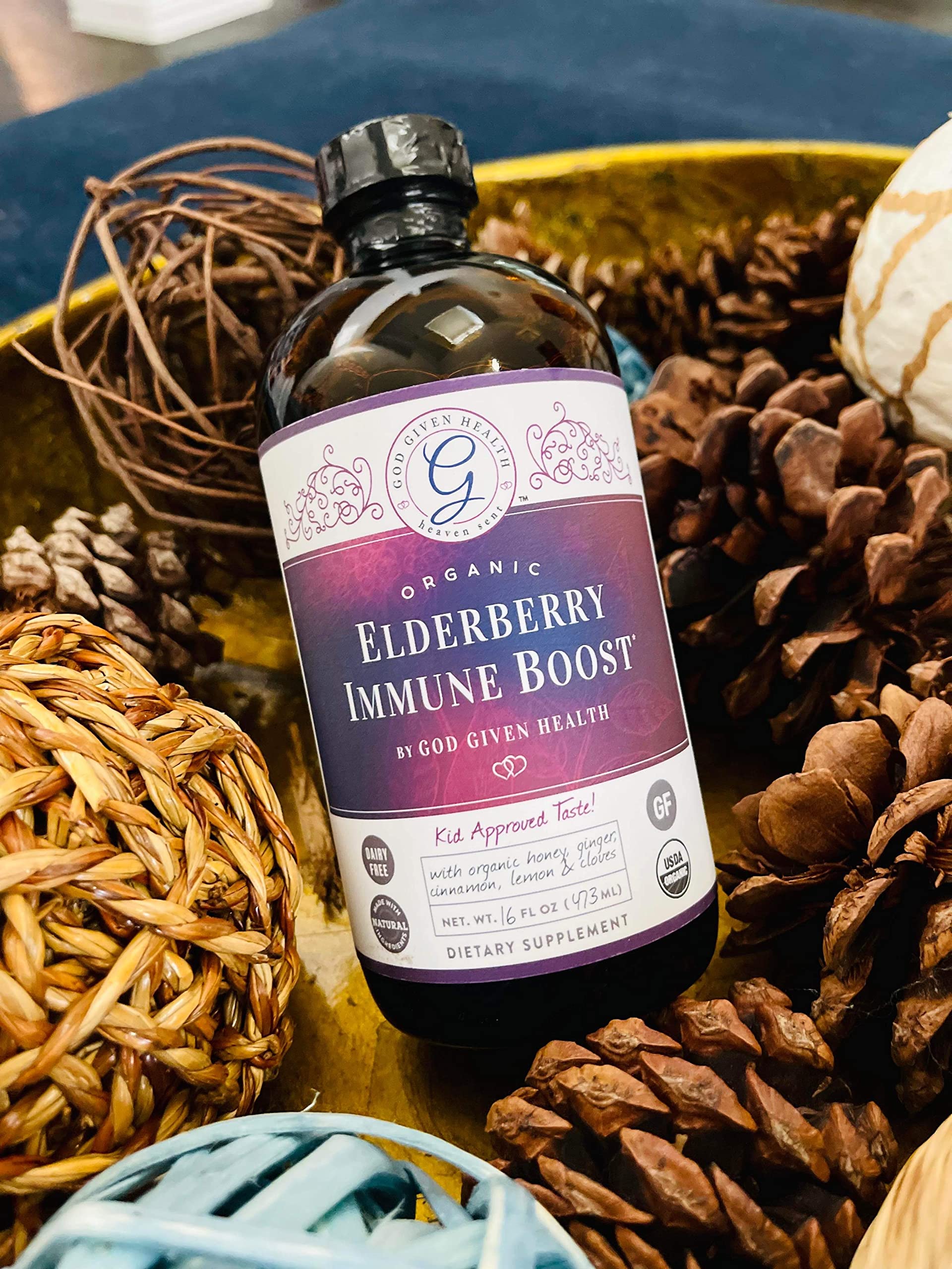 God Given Health Elderberry Syrup 780g label close-up