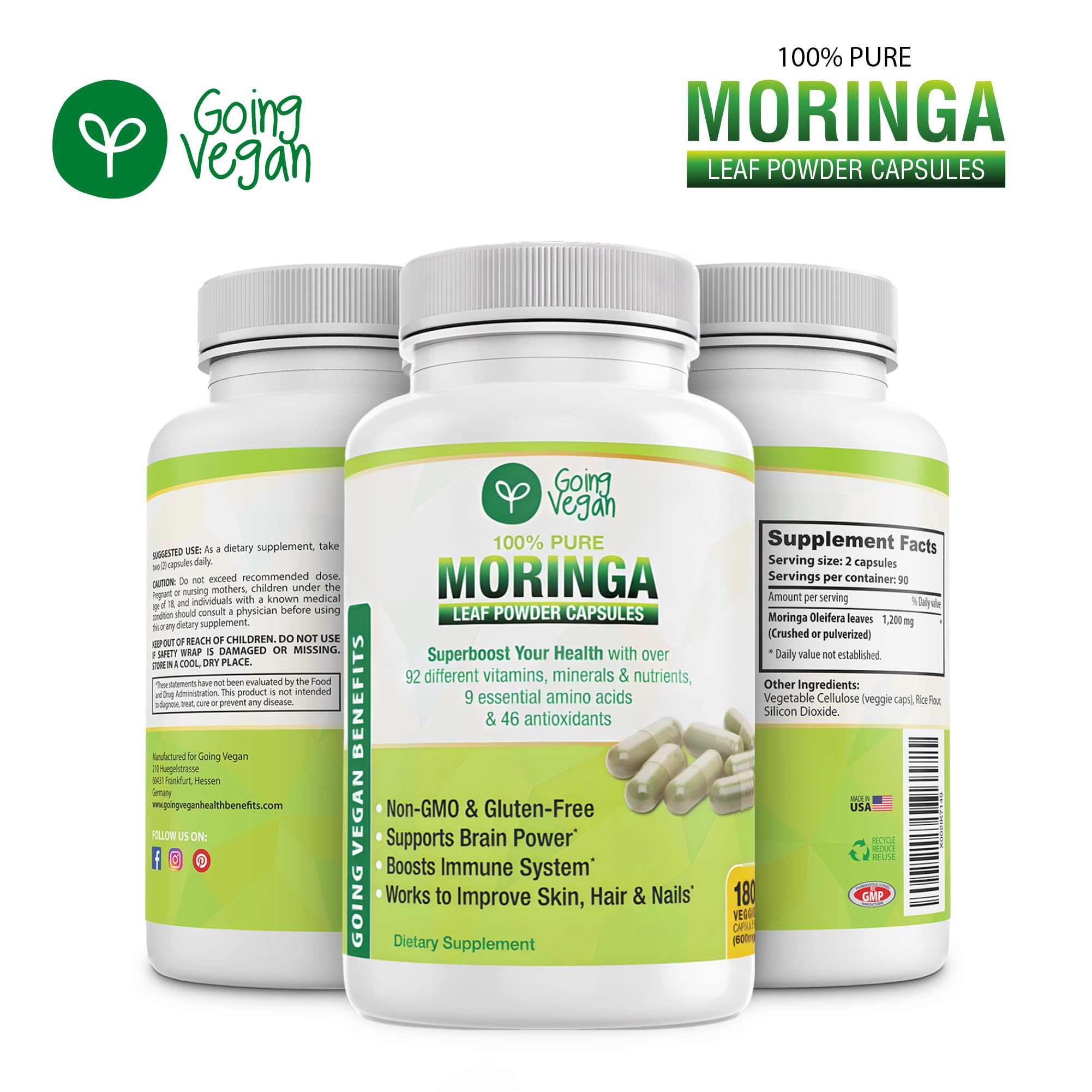 Going Vegan Moringa Leaf Powder 159g nutritional information