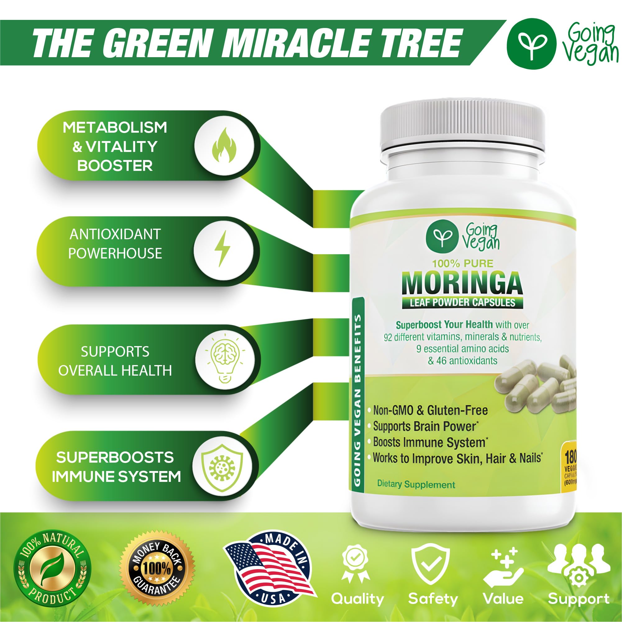 Going Vegan Moringa Leaf Powder 159g packaging