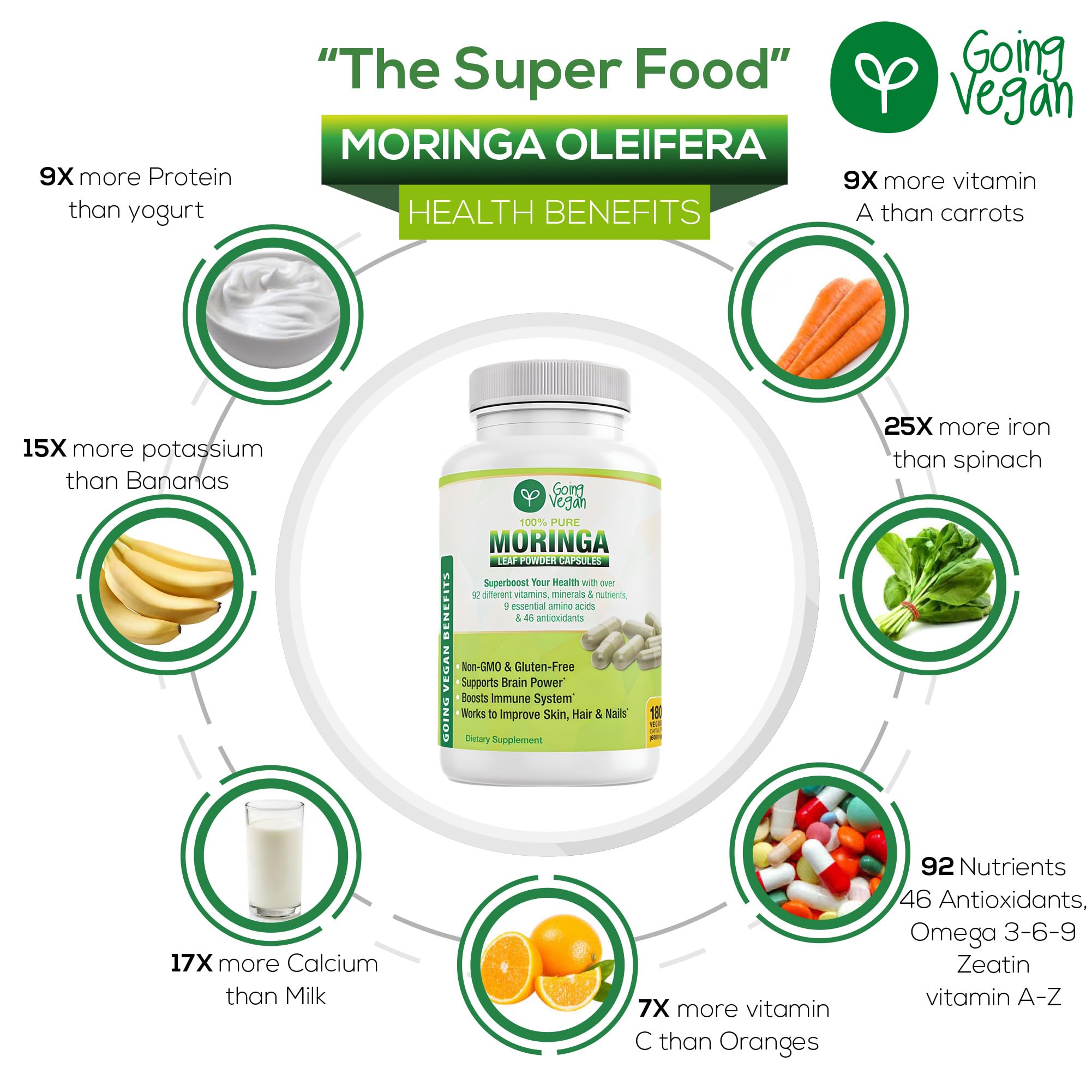 Going Vegan Moringa Leaf Powder 159g scoop