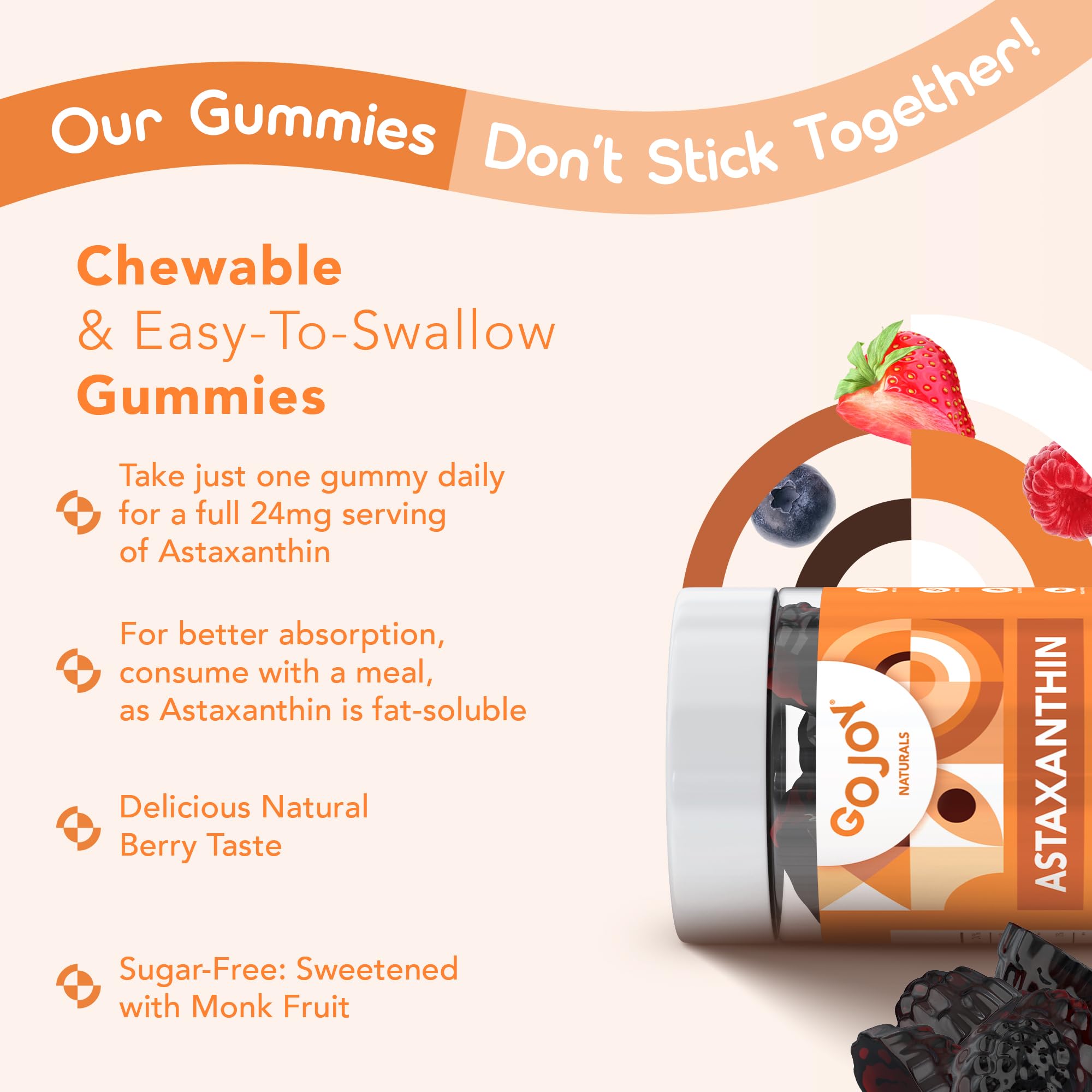 GOJOY NATURALS Astaxanthin Gummies with fresh berries