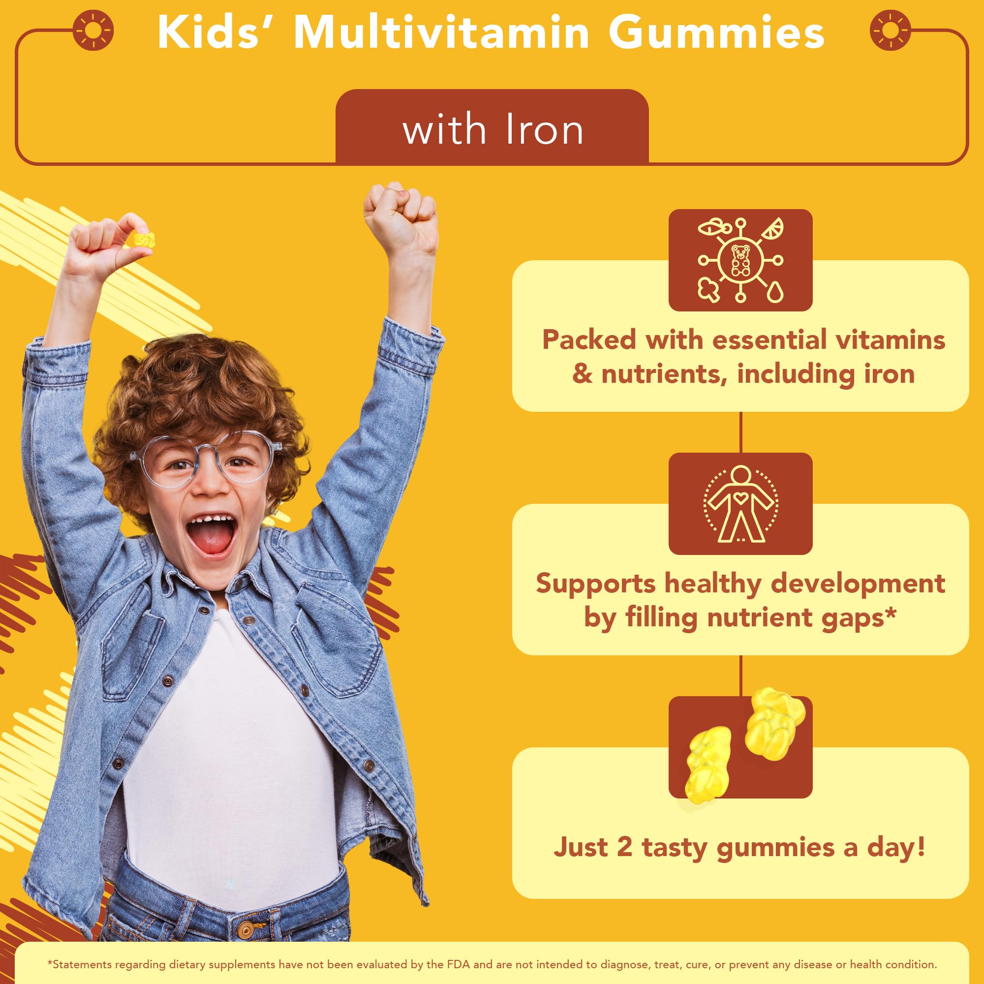 GOJOY NATURALS Iron Gummies for Kids back view with nutritional information