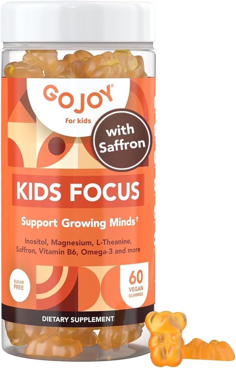 GOJOY NATURALS Kids’ Focus Gummies front view with orange flavour