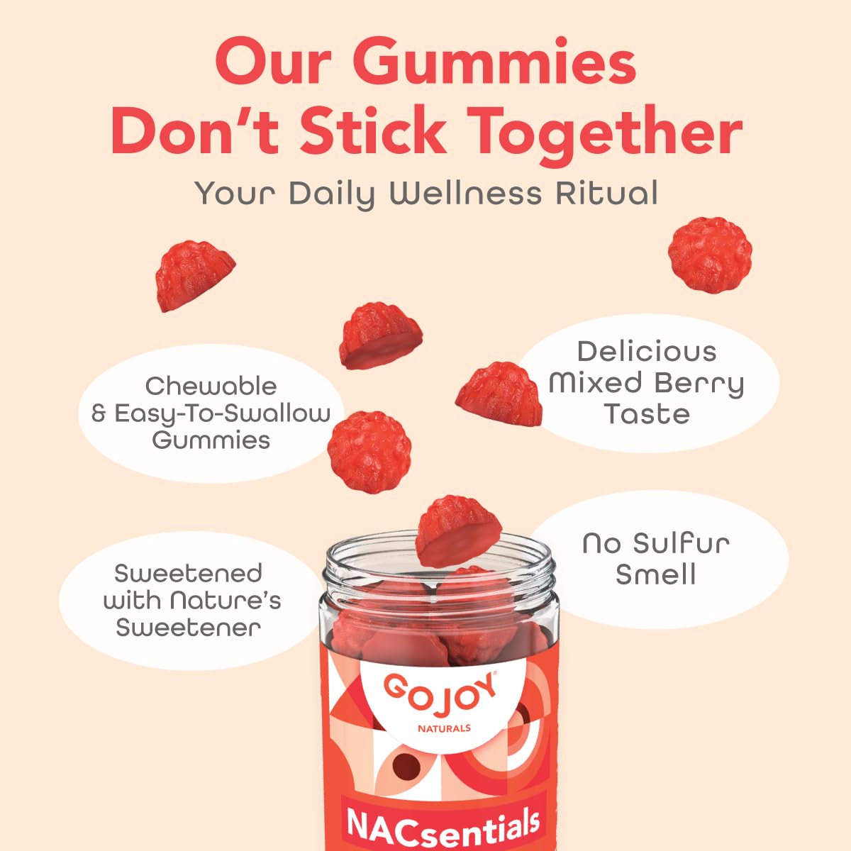 GOJOY NATURALS NACsentials gummies nutritional information