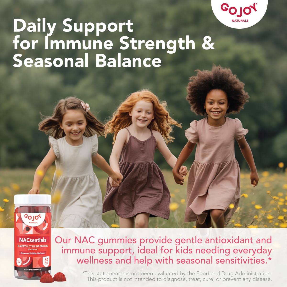 GOJOY NATURALS NACsentials gummies packaging side view