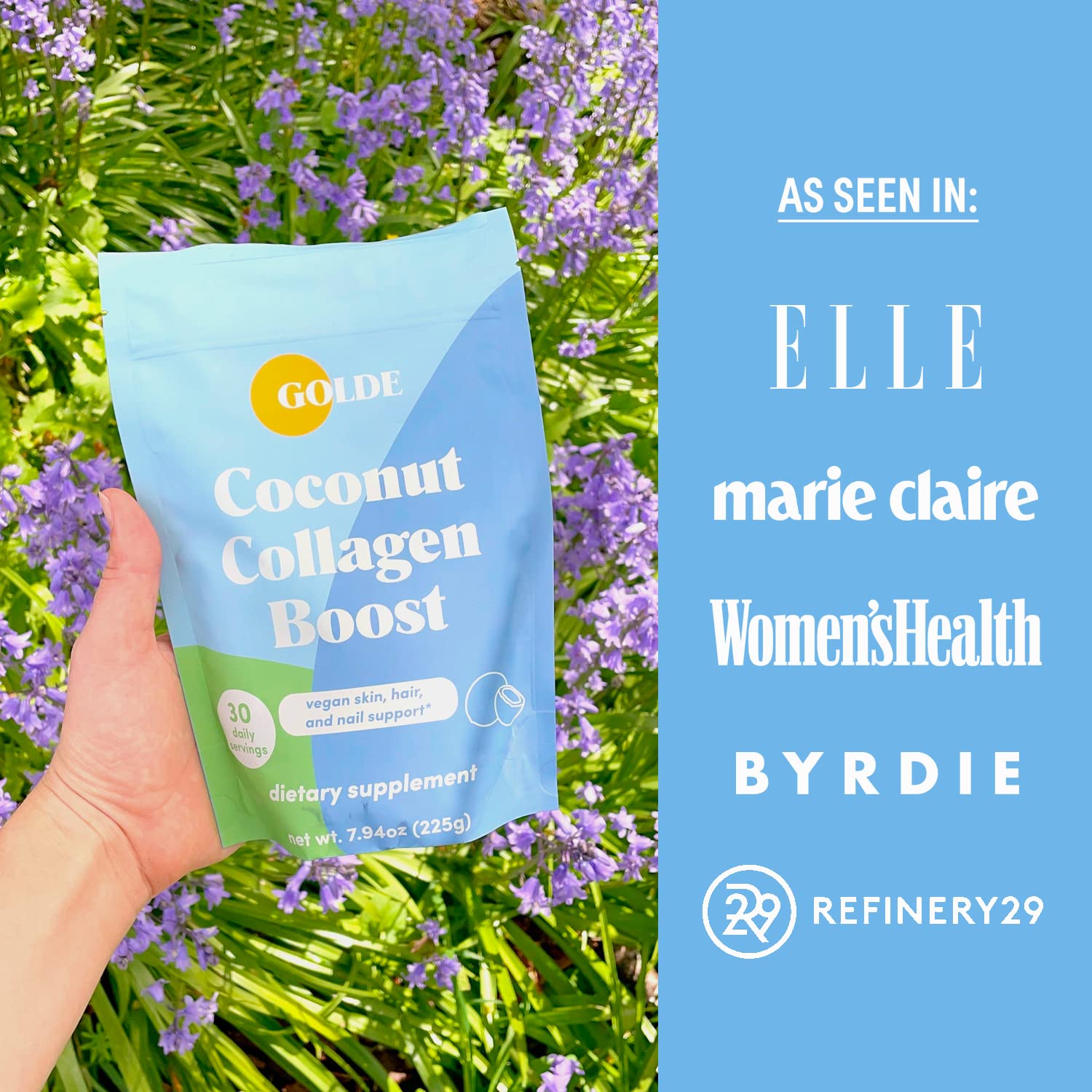 GOLDE Vanilla Cream Collagen support close-up of ingredients