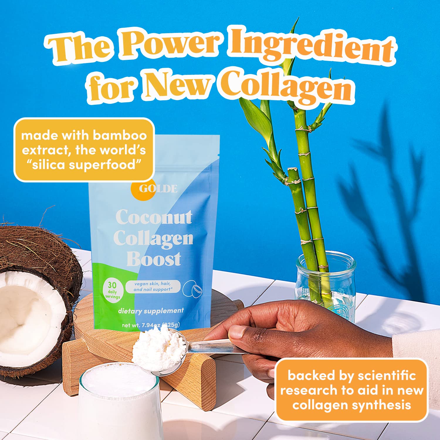 GOLDE Vanilla Cream Collagen support in a smoothie