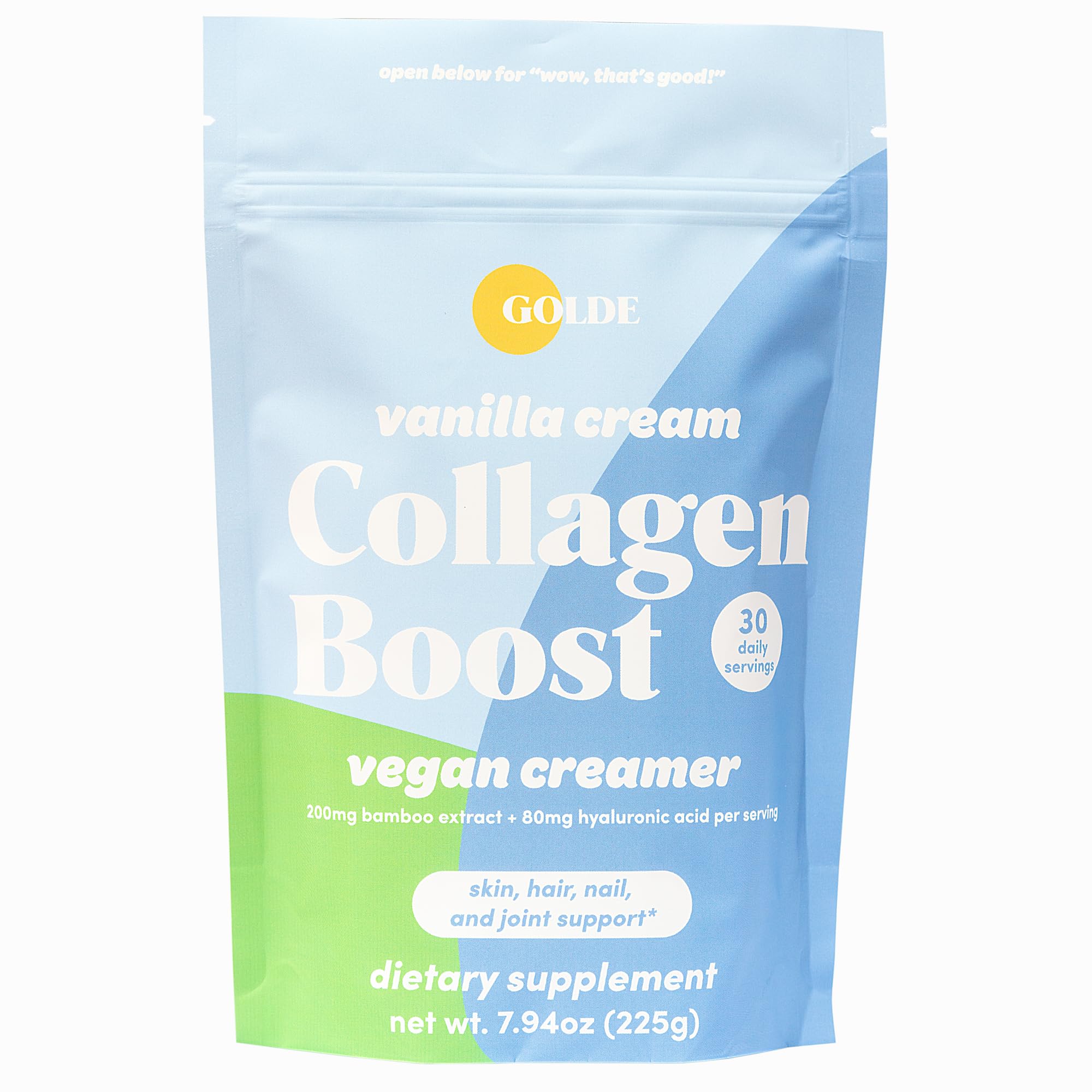 GOLDE Vanilla Cream Collagen support Vegan Creamer front view with packaging
