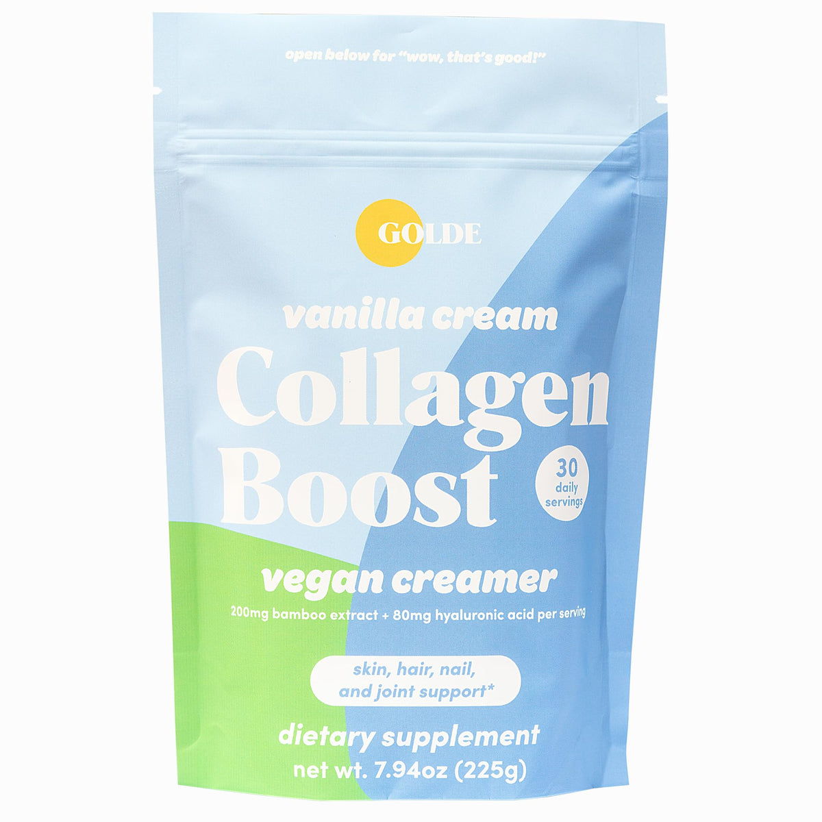 GOLDE Vanilla Cream Collagen support Vegan Creamer front view with packaging