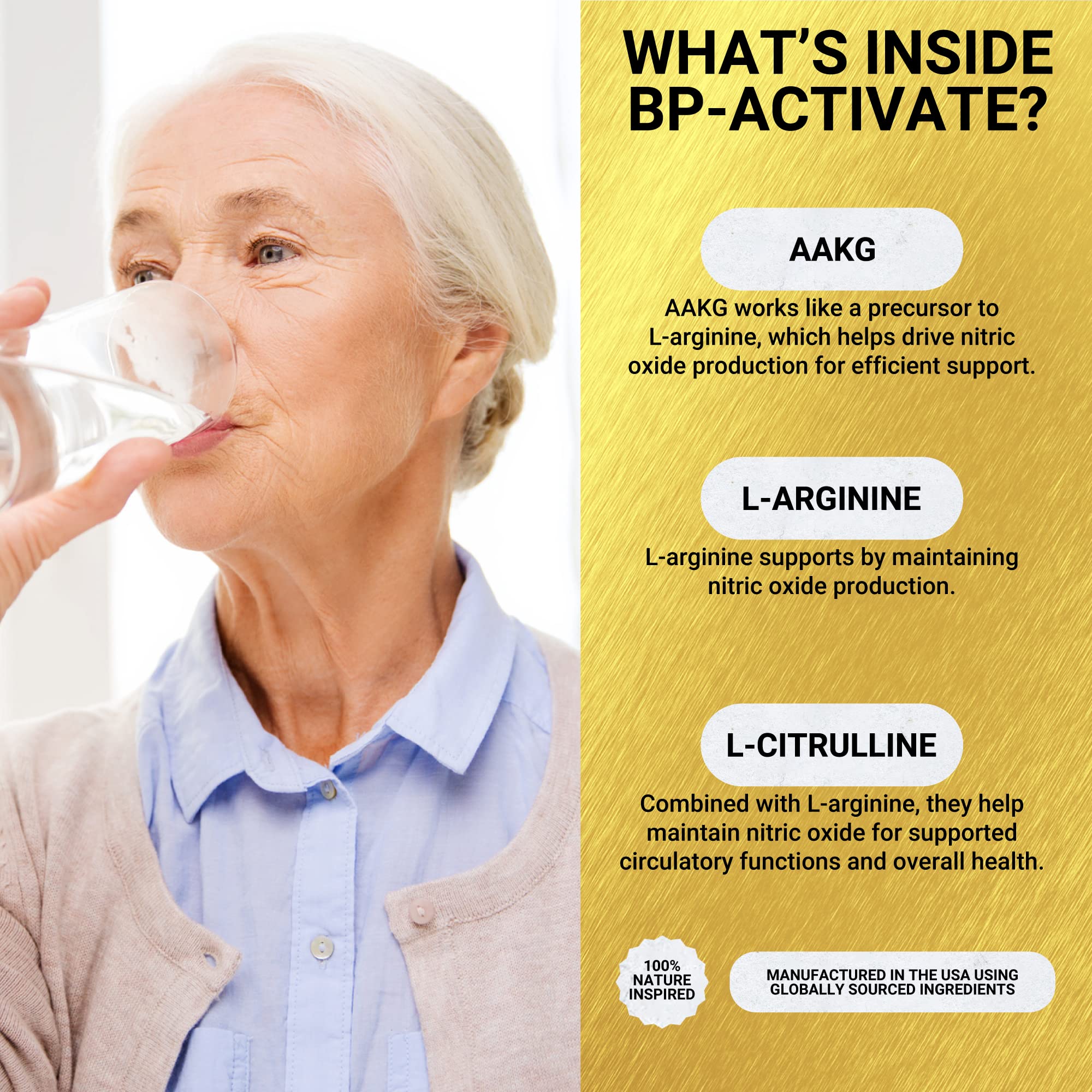 Golden After 50 BP-Activate L-Arginine Supplement ingredients list