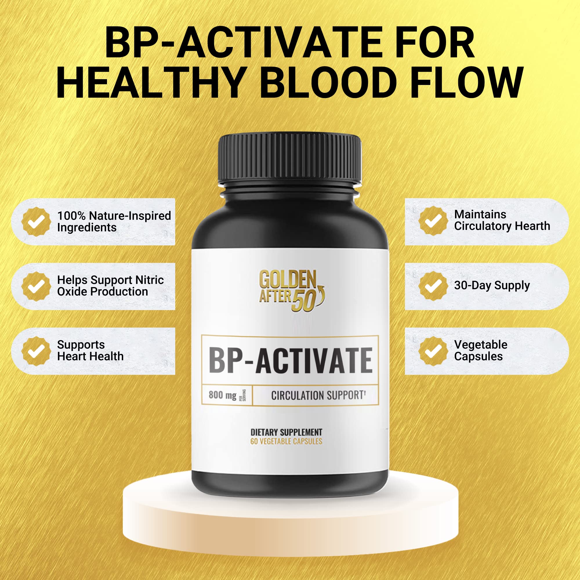 Golden After 50 BP-Activate L-Arginine Supplement packaging