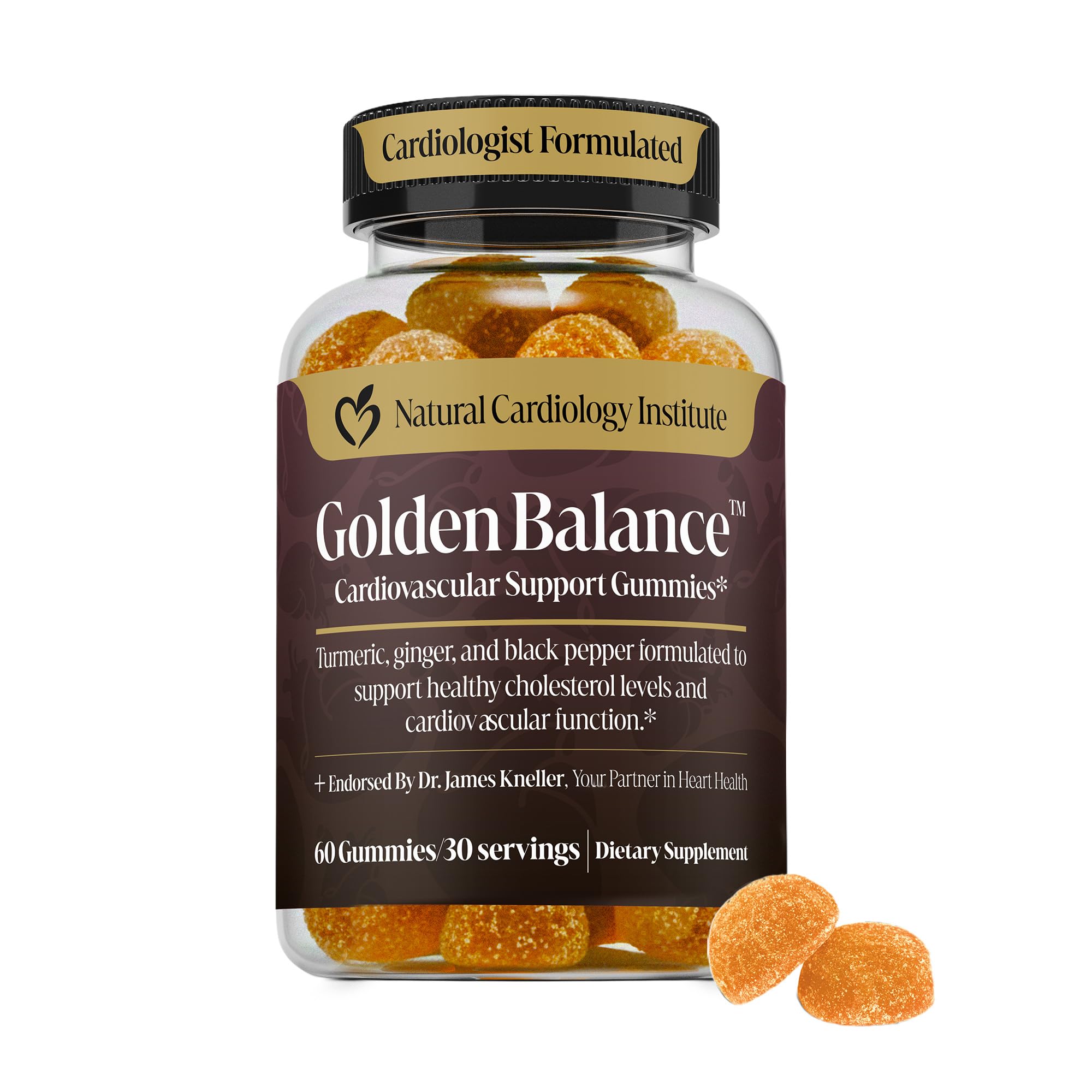 Golden Balance Turmeric Gummies with ginger and black pepper ingredients