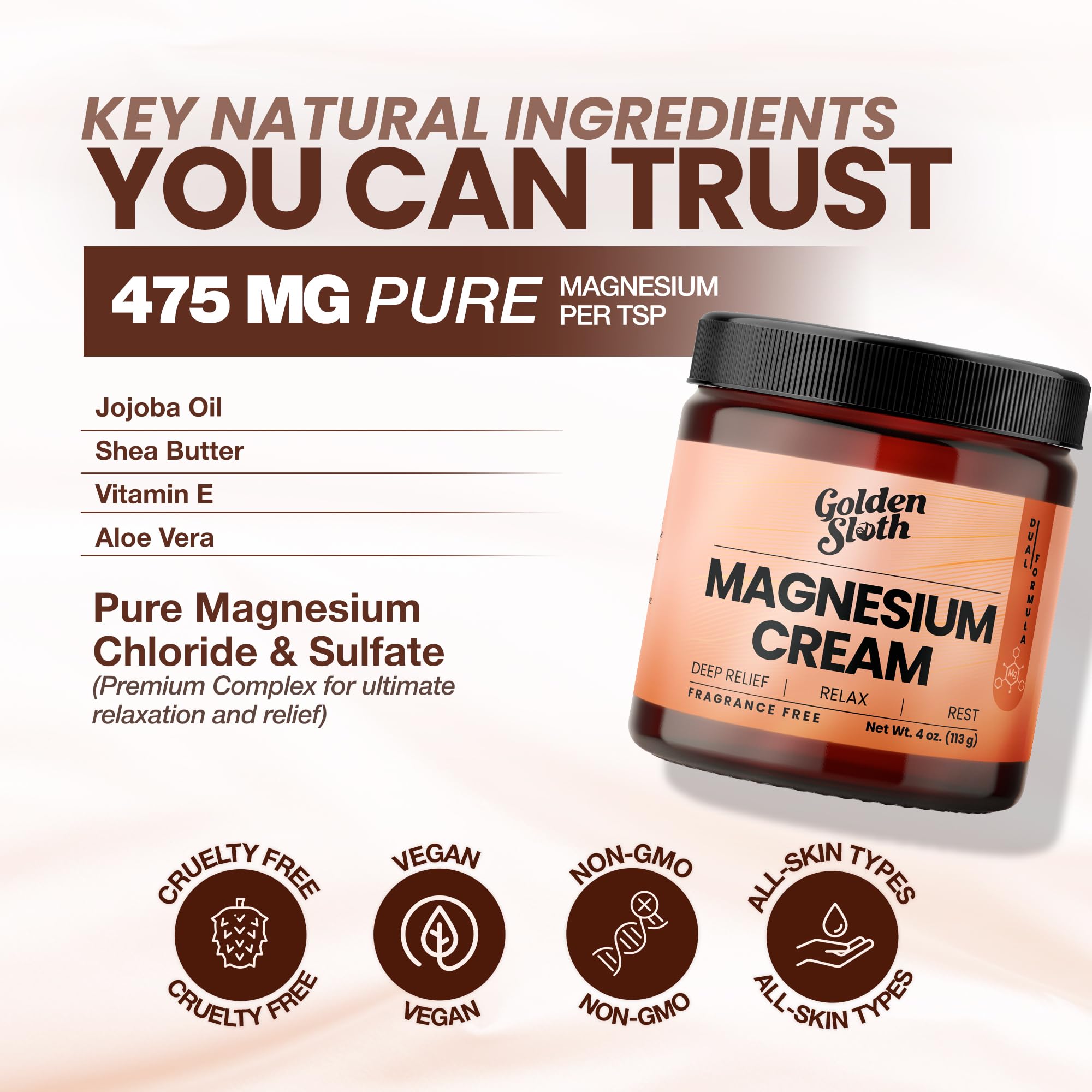 Golden Sloth Magnesium Cream 475mg texture close-up