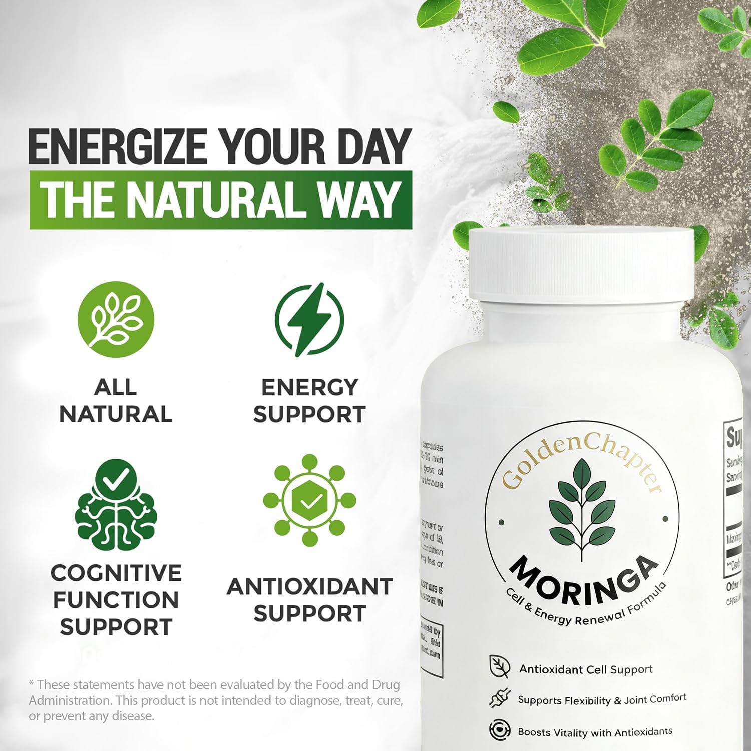 GoldenChapter Moringa Capsules close-up of capsules