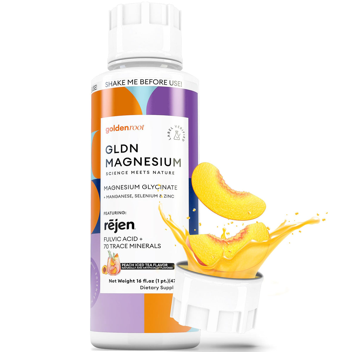 GoldenRoot Magnesium Glycinate 125mg supplement front view