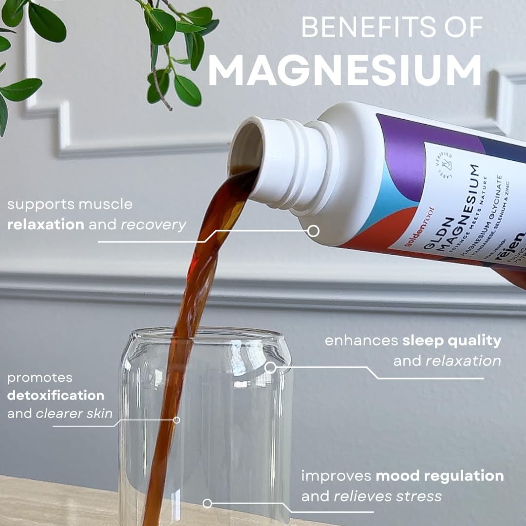GoldenRoot Magnesium Glycinate 125mg supplement side view