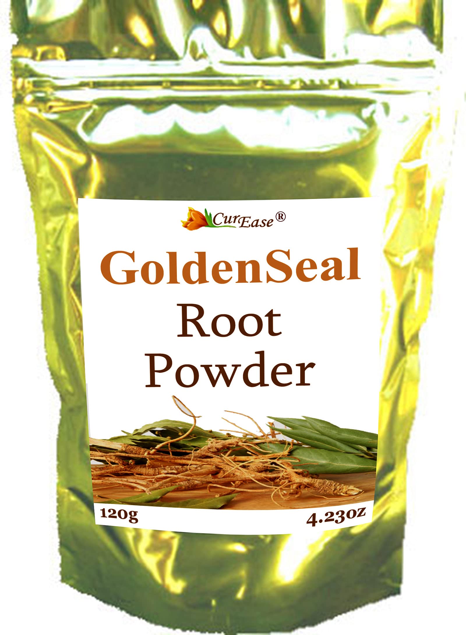 Goldenseal Root Powder packaging on a kitchen counter