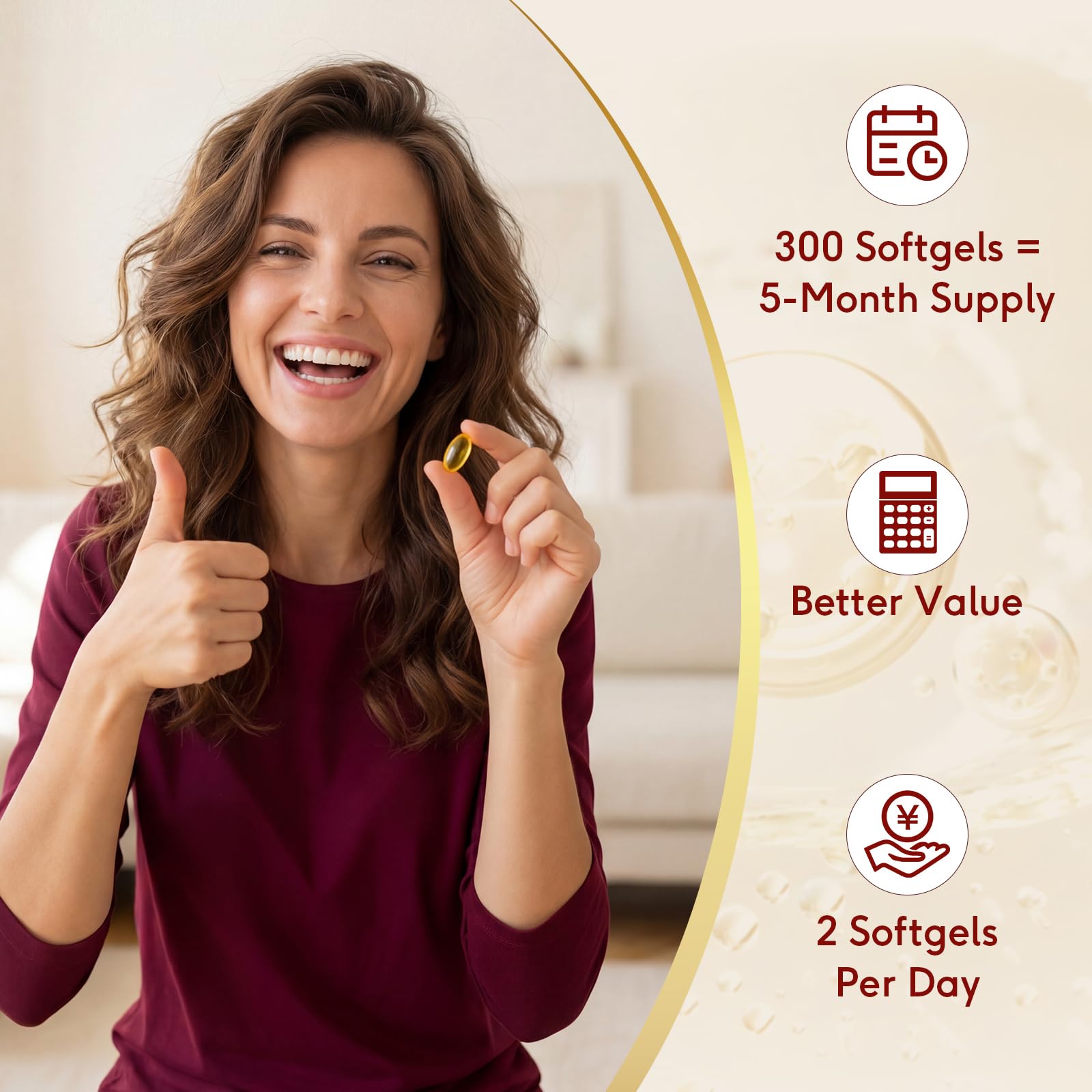 Goldium Aged Garlic Extract Softgels 7500mg on a wooden table