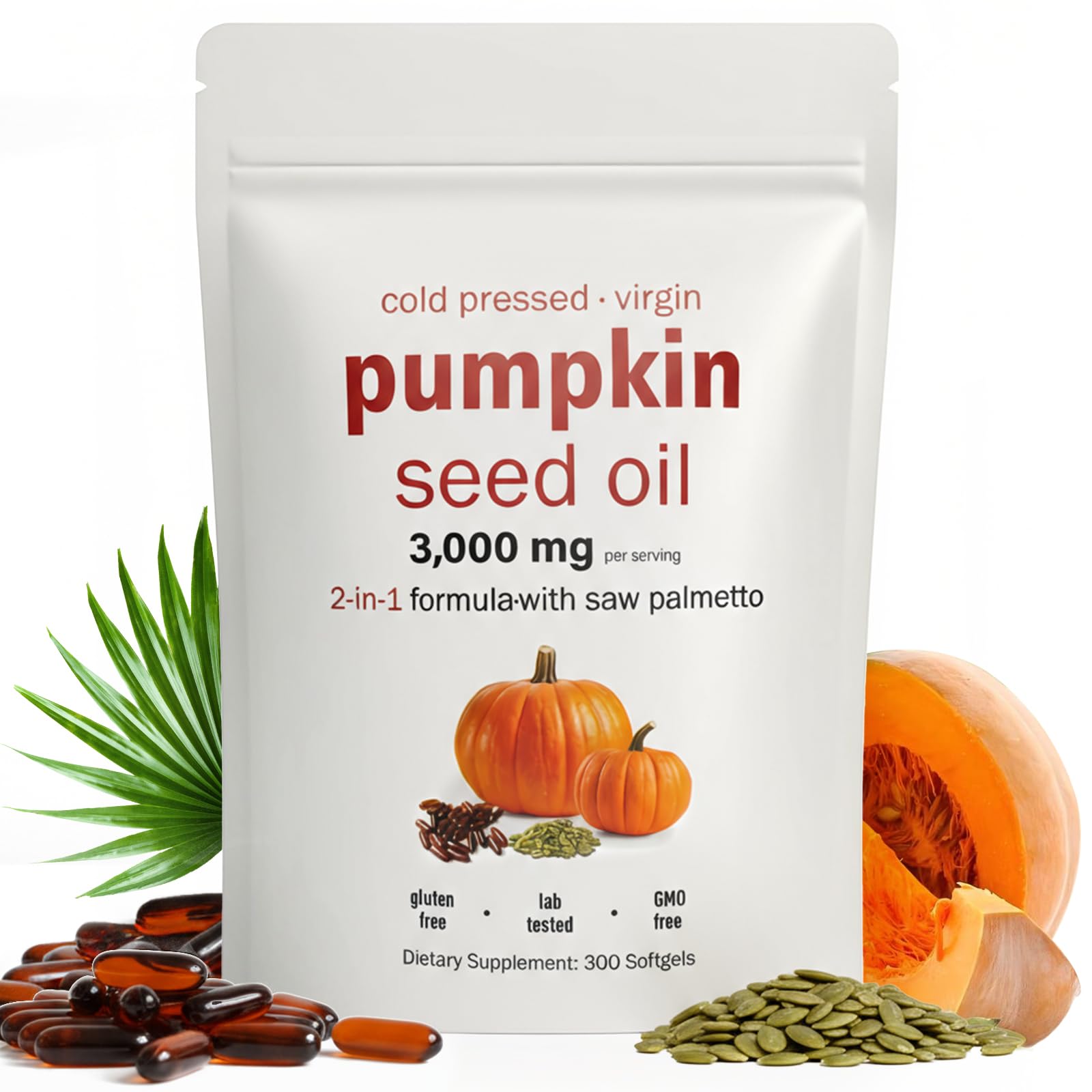 Goldium Pumpkin Seed Oil Supplement with natural ingredients background