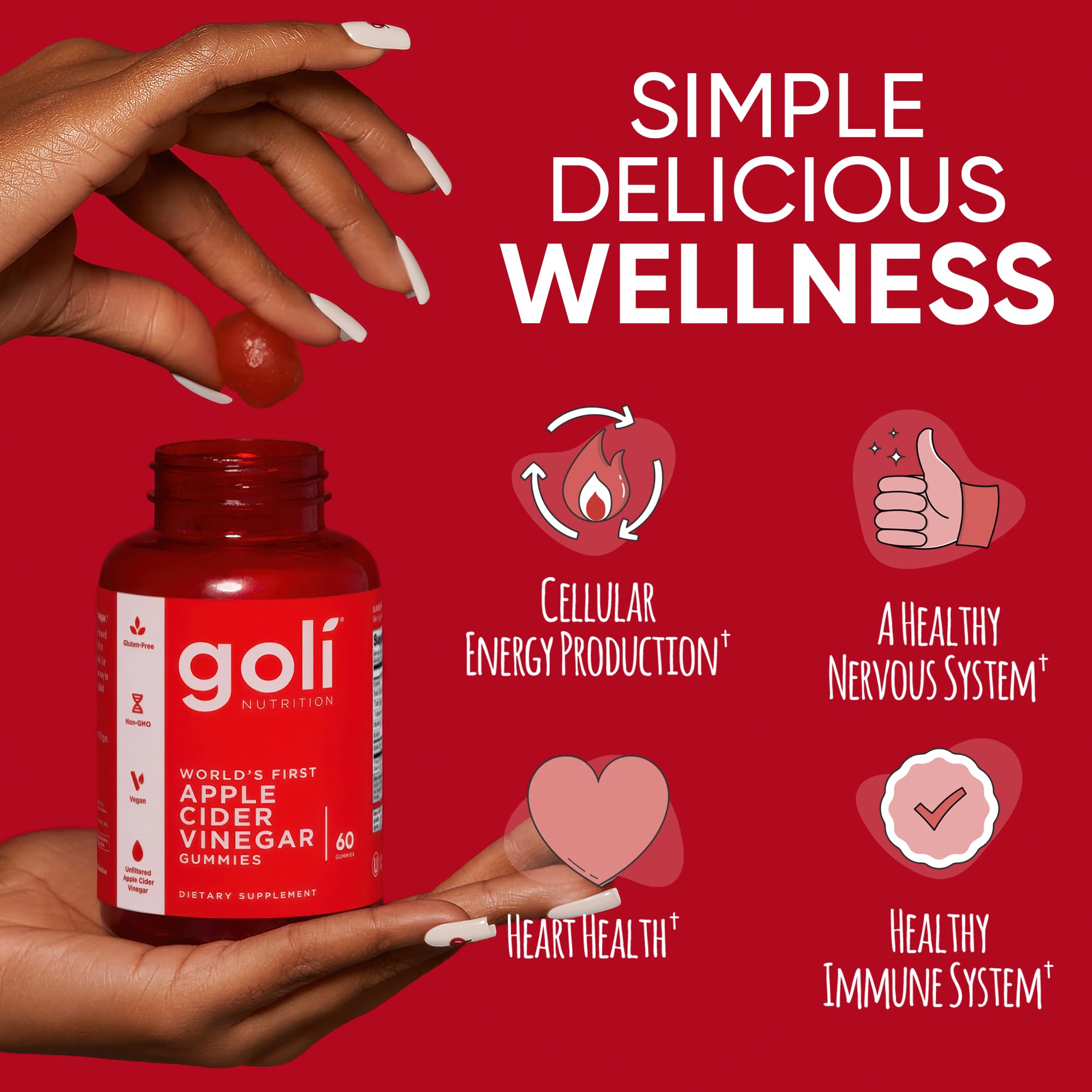 Goli Apple Cider Vinegar Gummies with apple flavour description