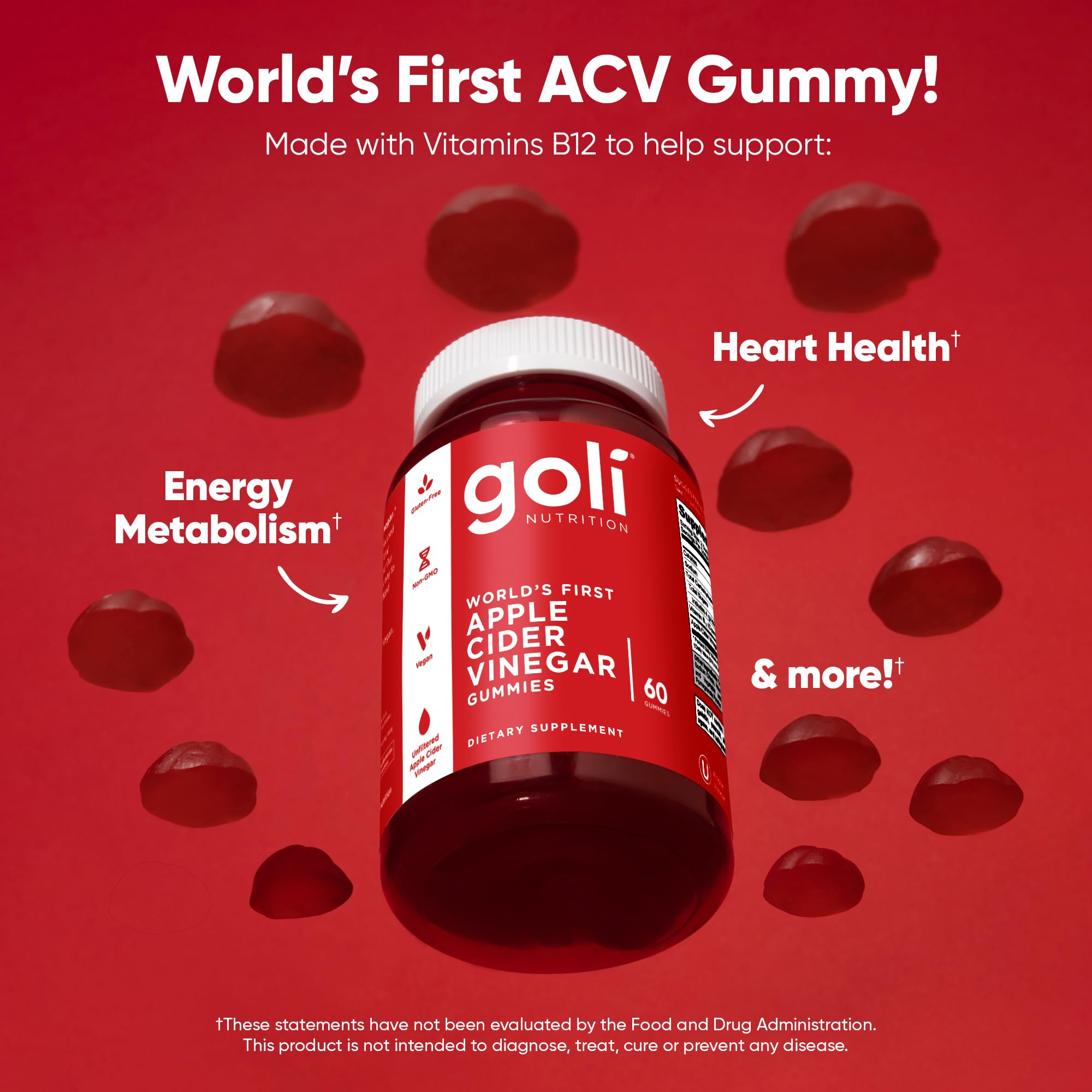 Goli Apple Cider Vinegar Gummy with B12 gummies displayed