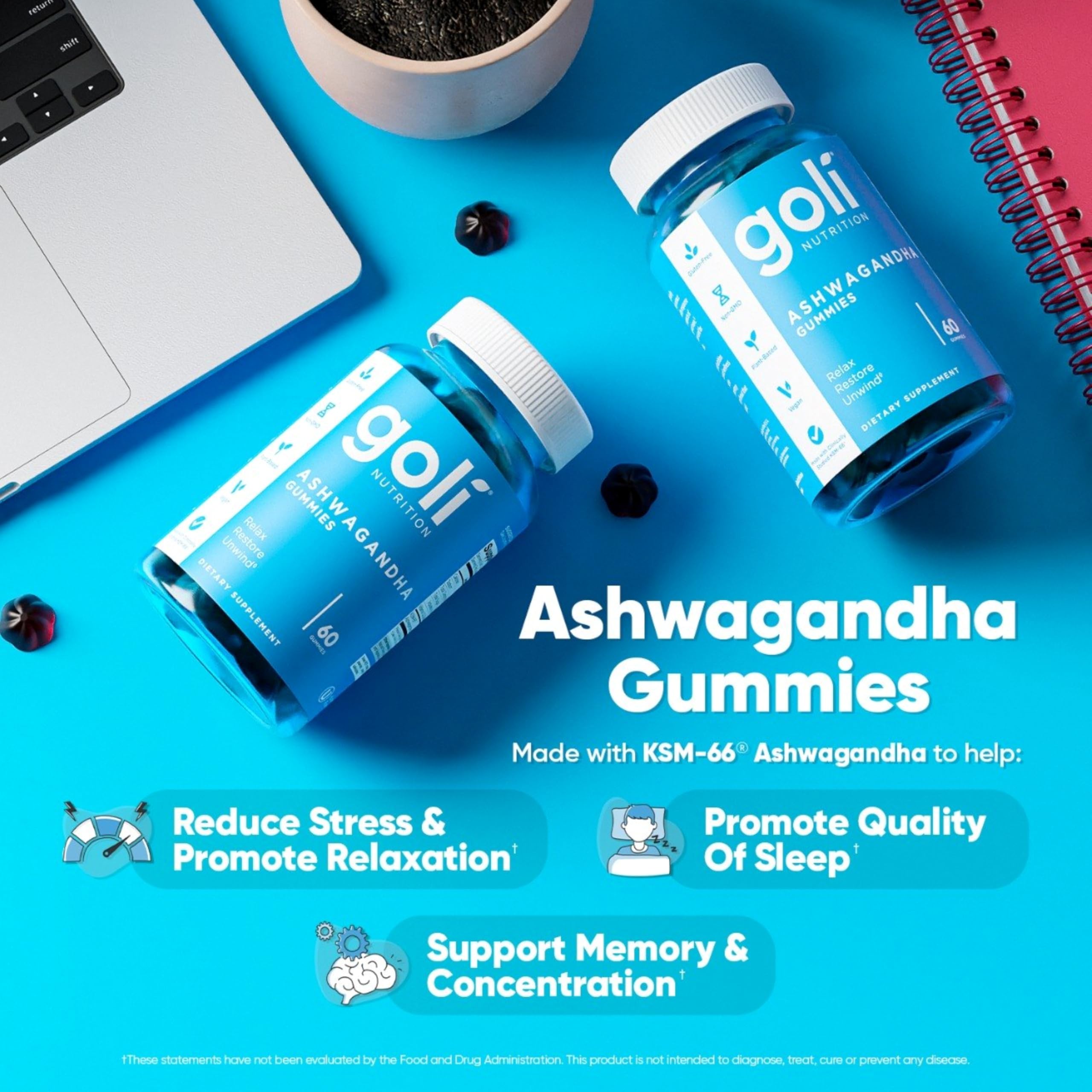Goli Ashwagandha Capsules side view showing label